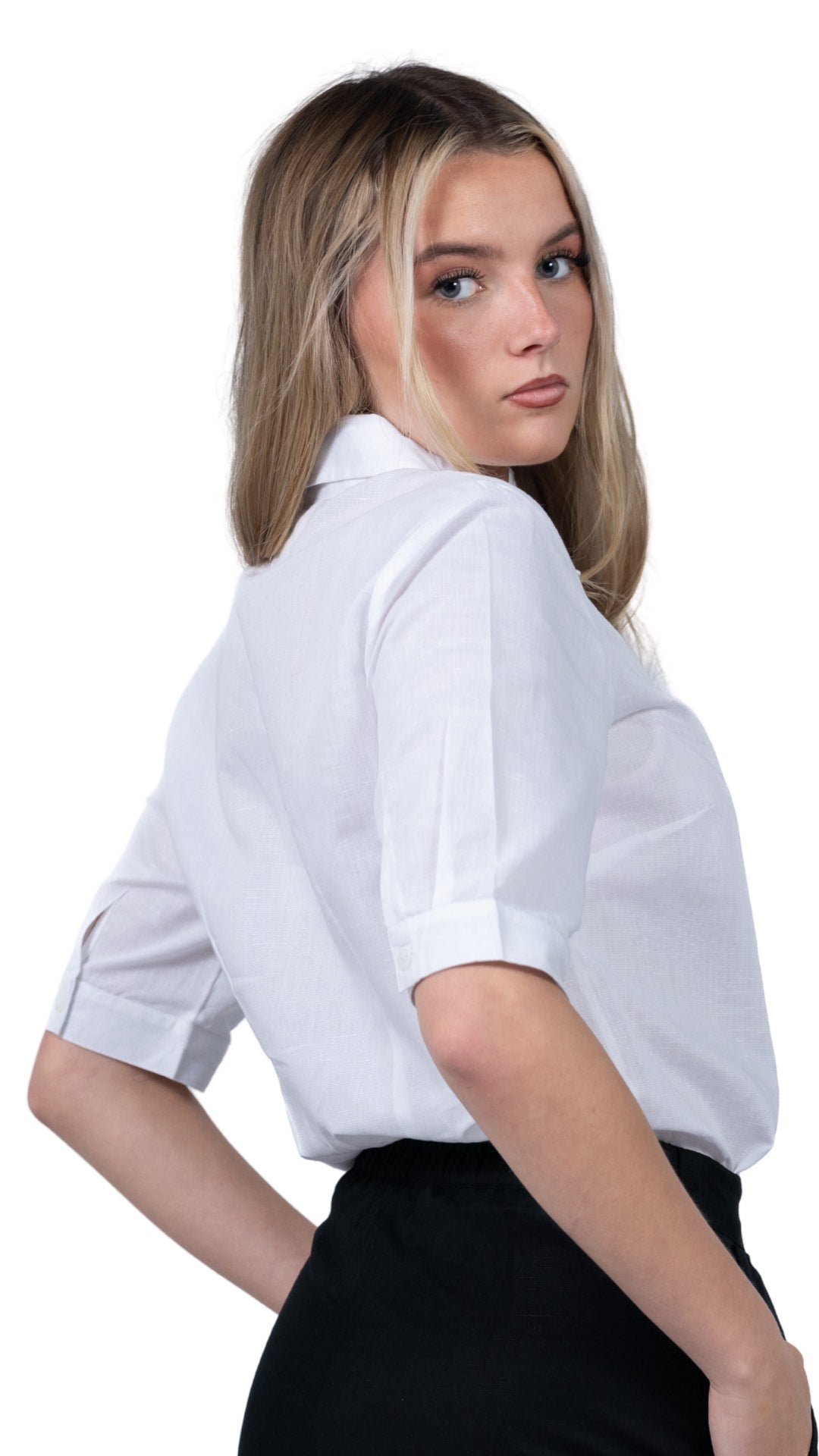 Pure Elegance White Linen Cotton Shirt For Women