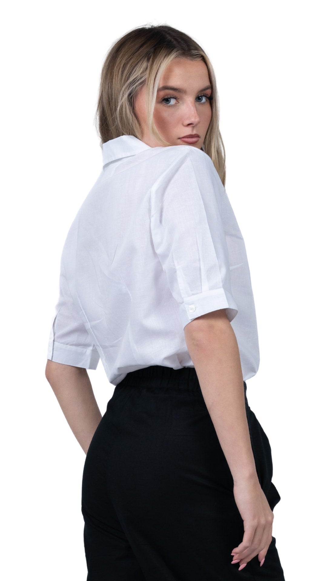 Pure Elegance White Linen Cotton Shirt For Women