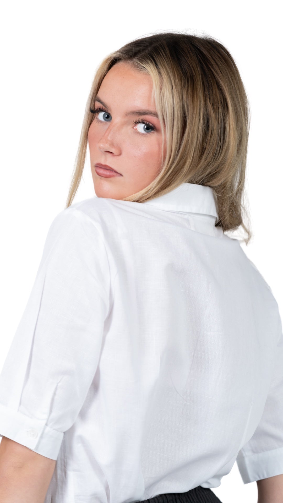 Pure Elegance White Linen Cotton Shirt For Women