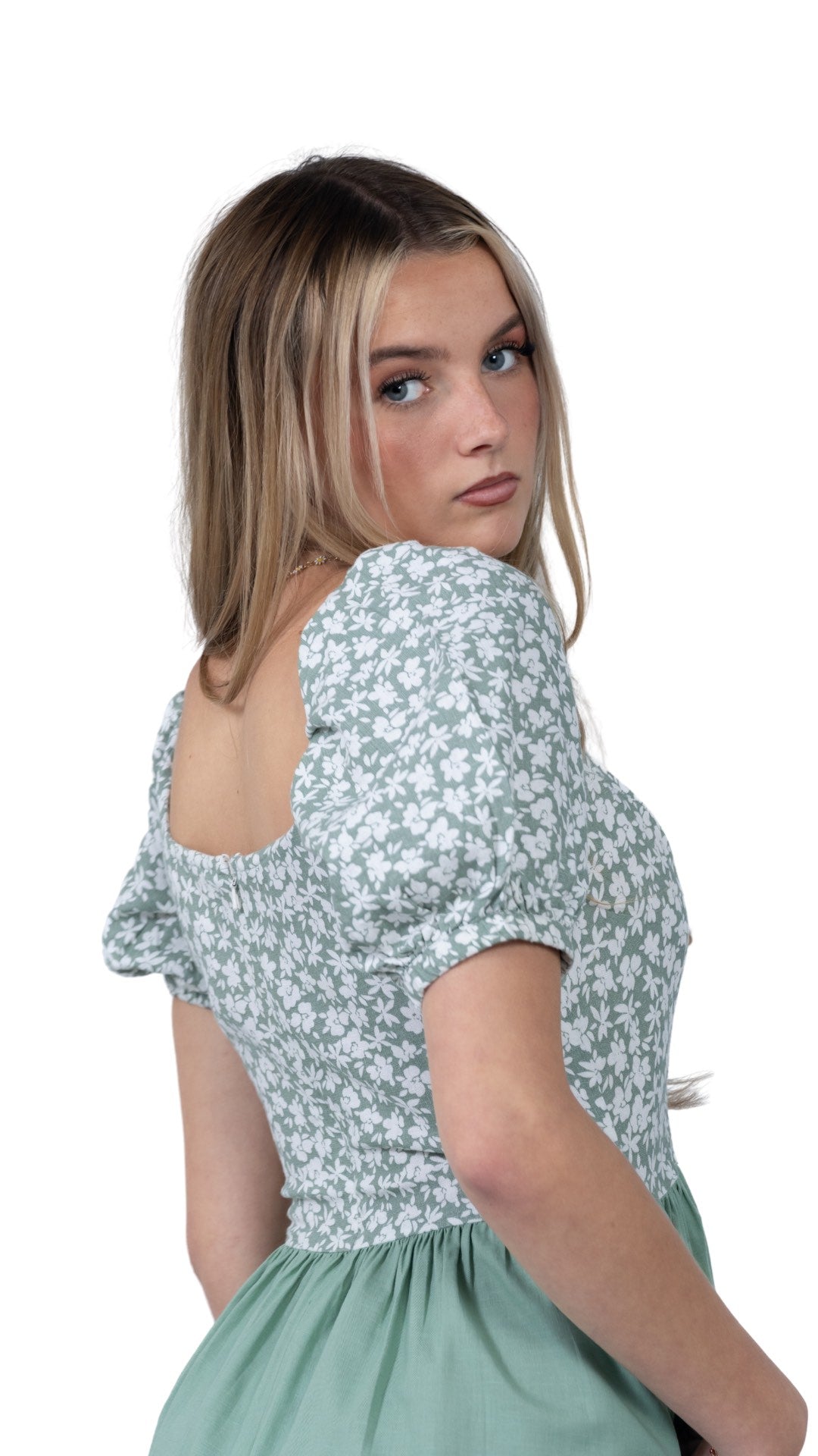Sirocco Blooms Green Frock Dress