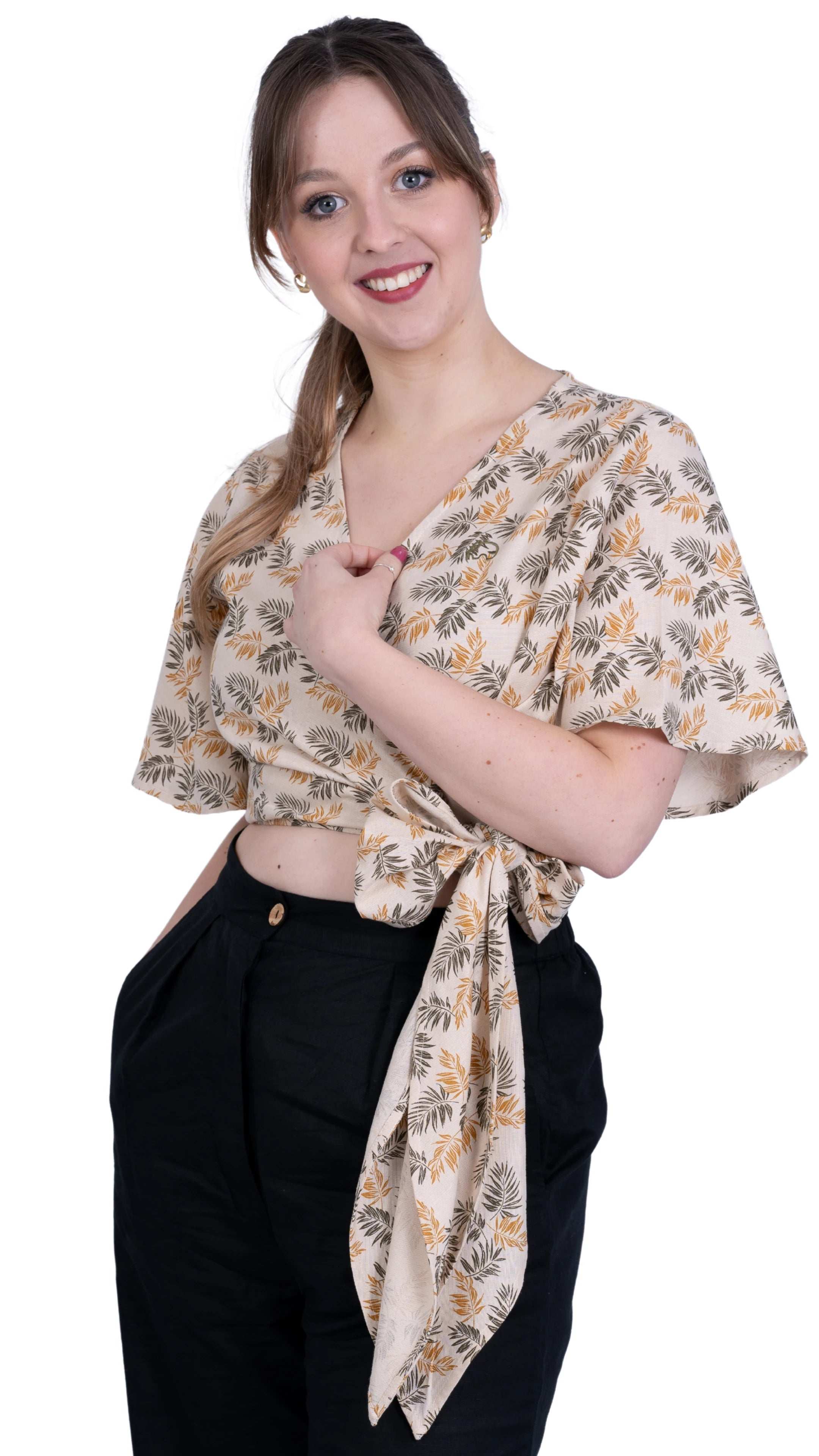 Biscuit Bliss Eco - Friendly Wrap Top | Sustainable Women's Tops - TopsKaree
