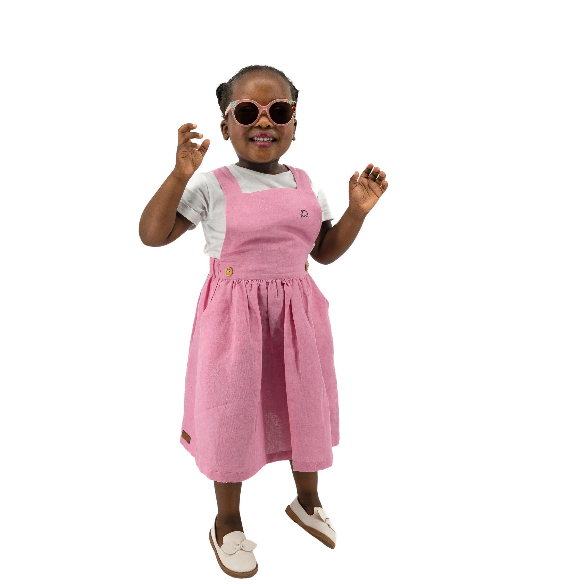 Cashmere Rose Linen Pinafore for Girls - DressKaree