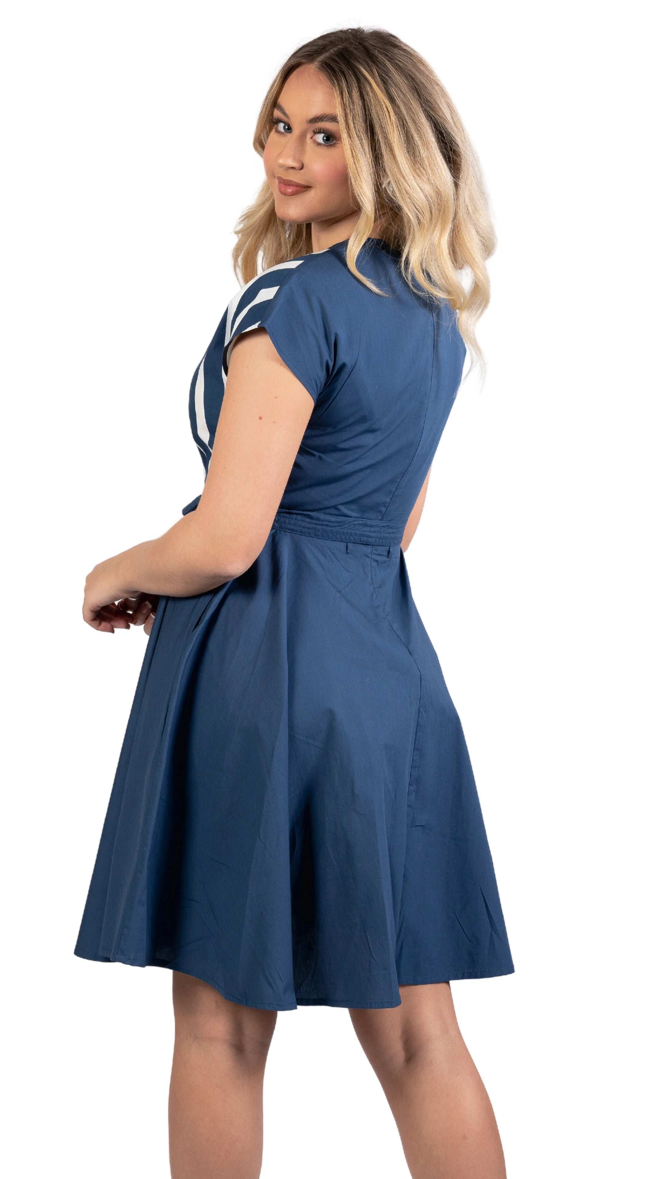 Denim & White Oasis Midi Dress | Sustainable Women's Fashion - DressKaree