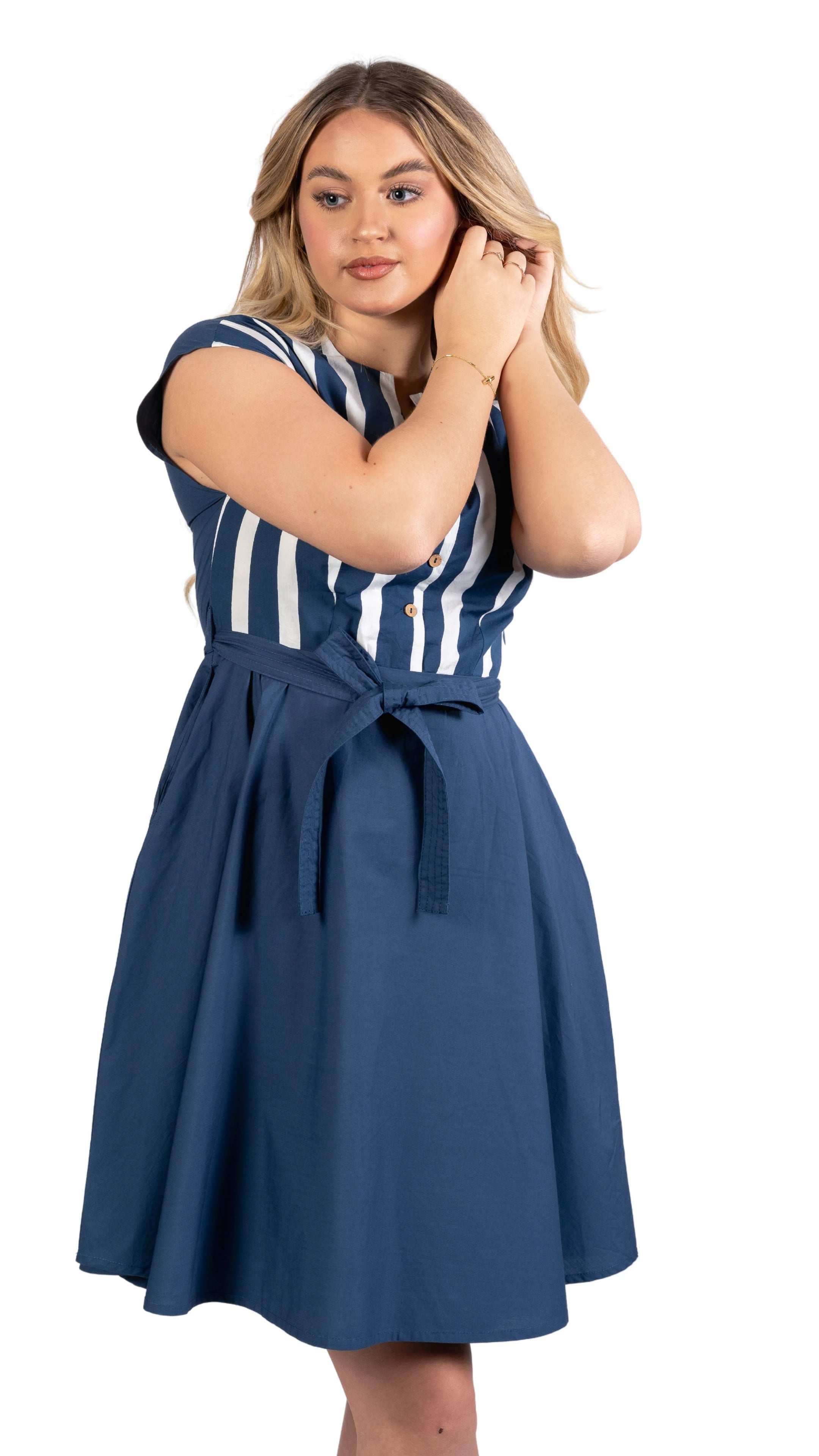 Denim & White Oasis Midi Dress | Sustainable Women's Fashion - DressKaree