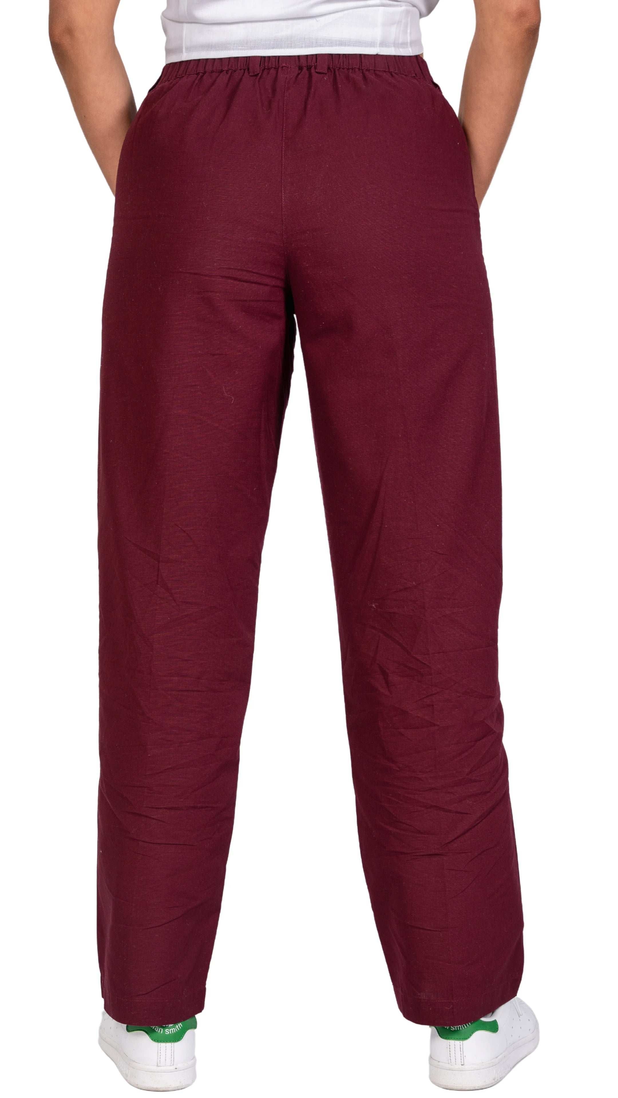 Embrace Enchanting Elegance with Sustainability: Black Rose Elegance Linen Trousers - TrousersKaree