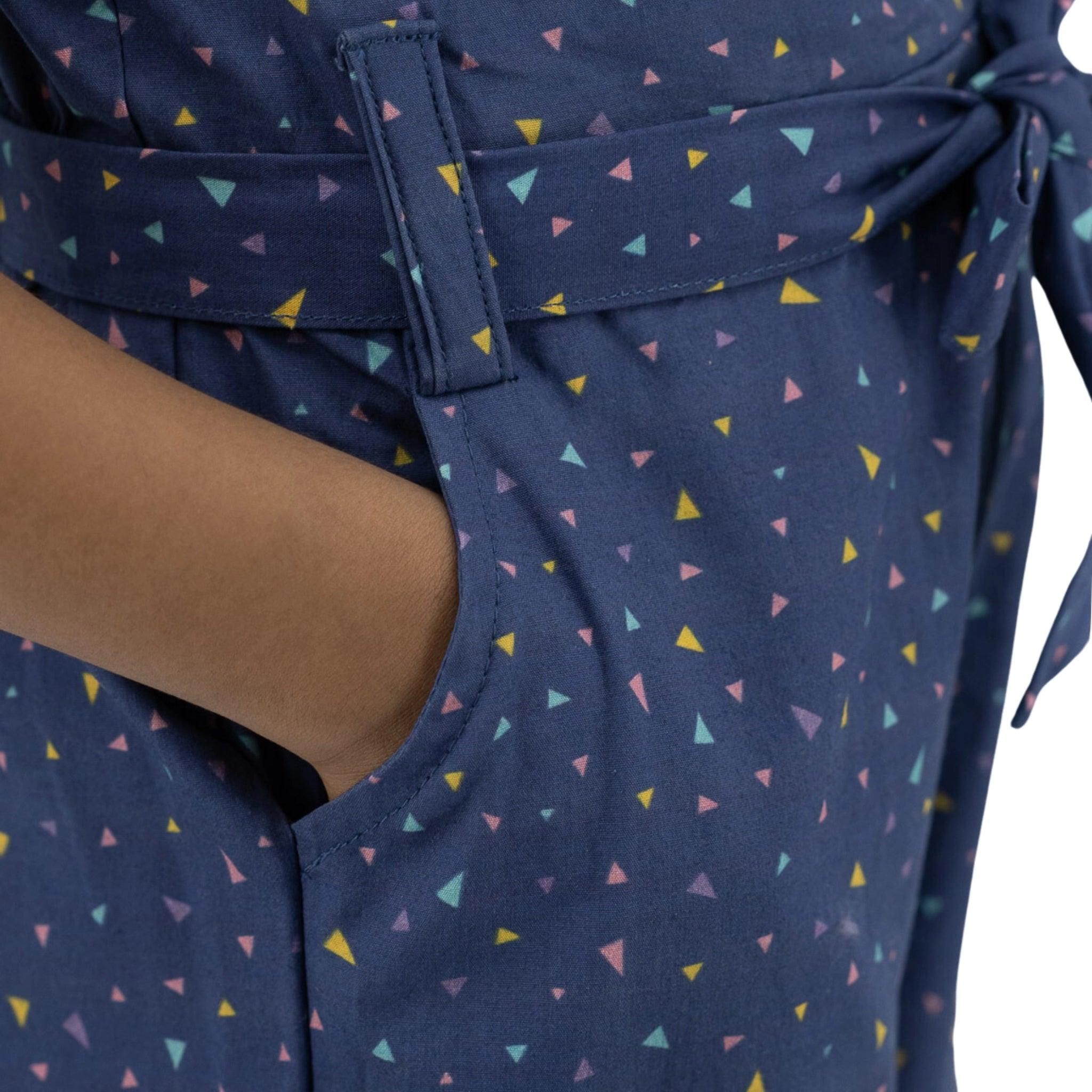 Estate Blue Cotton Jumpsuit for girls - JumpsuitsKaree