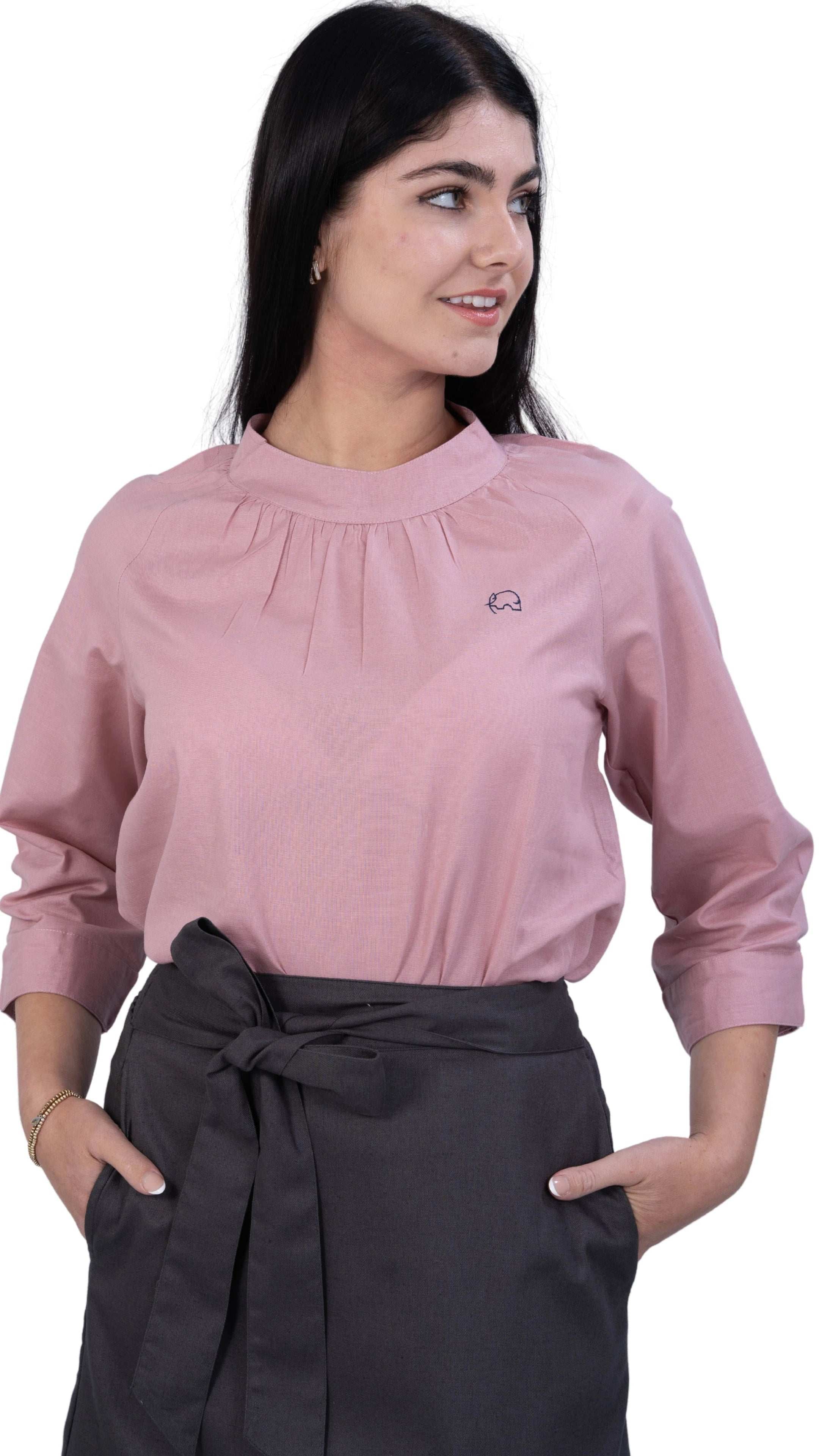 Flamingo Rose 3/4 Sleeve Linen Top | Sustainable Women's Top | KAREE - TopsKaree