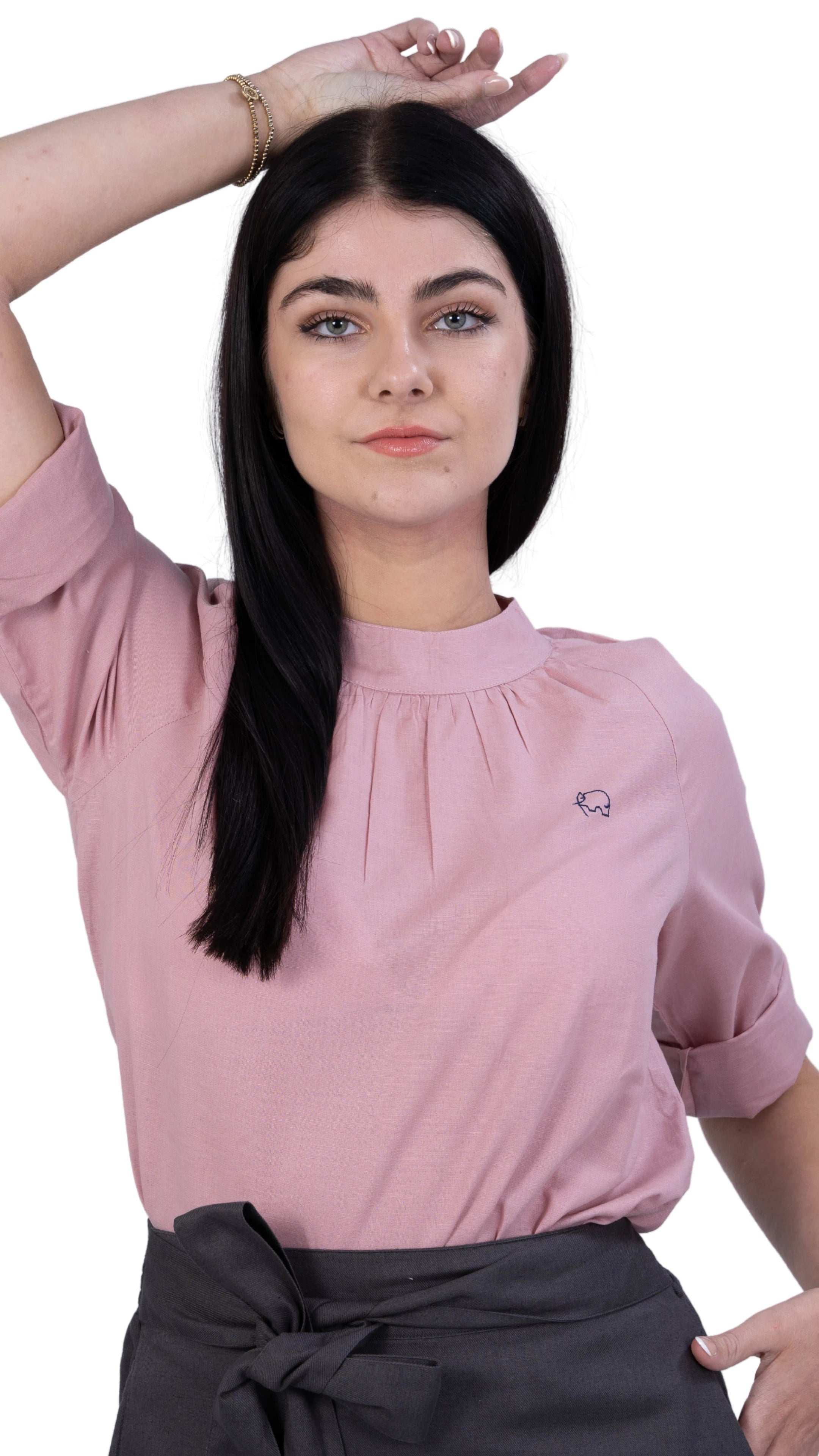Flamingo Rose 3/4 Sleeve Linen Top | Sustainable Women's Top | KAREE - TopsKaree