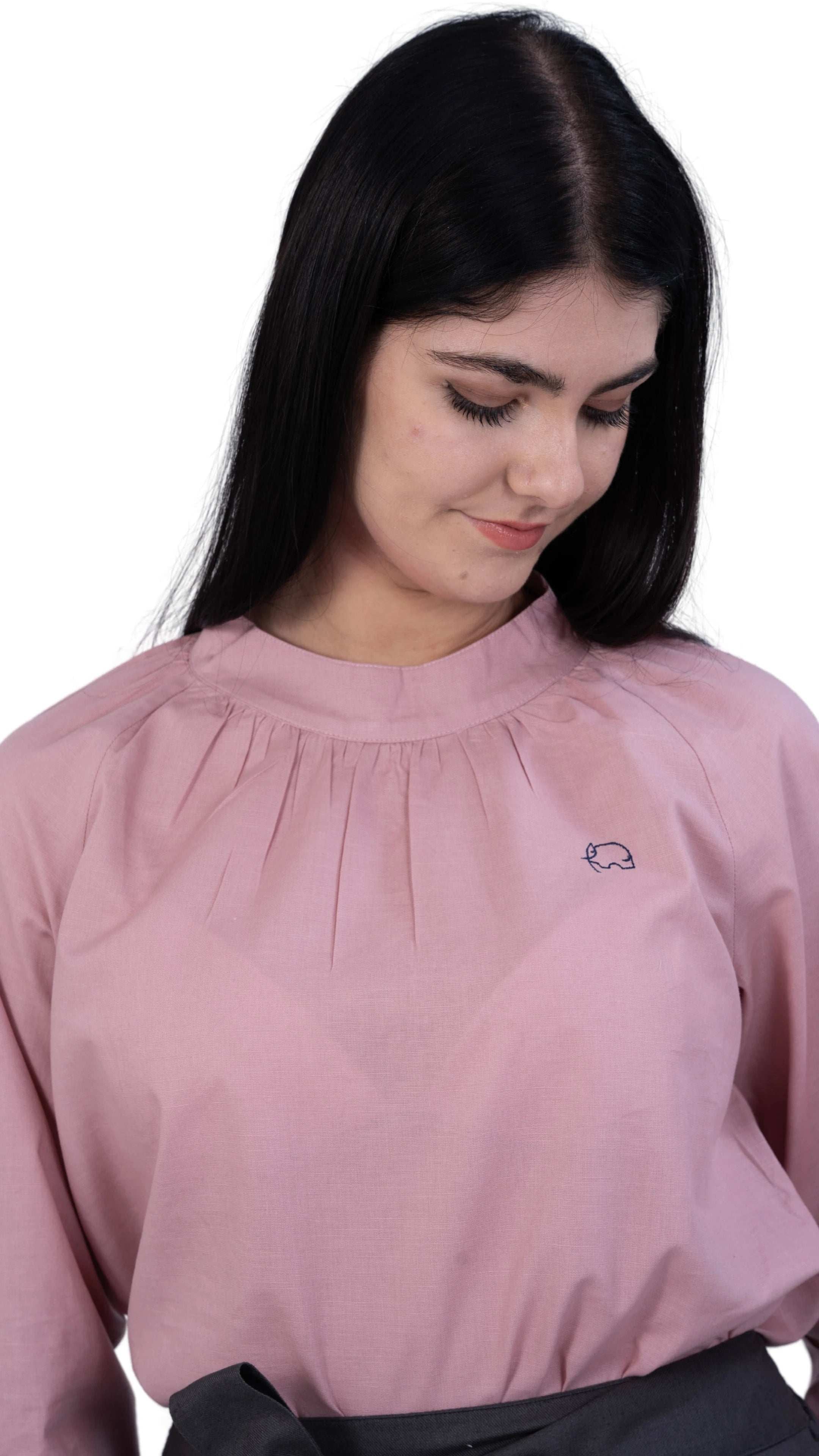 Flamingo Rose 3/4 Sleeve Linen Top | Sustainable Women's Top | KAREE - TopsKaree