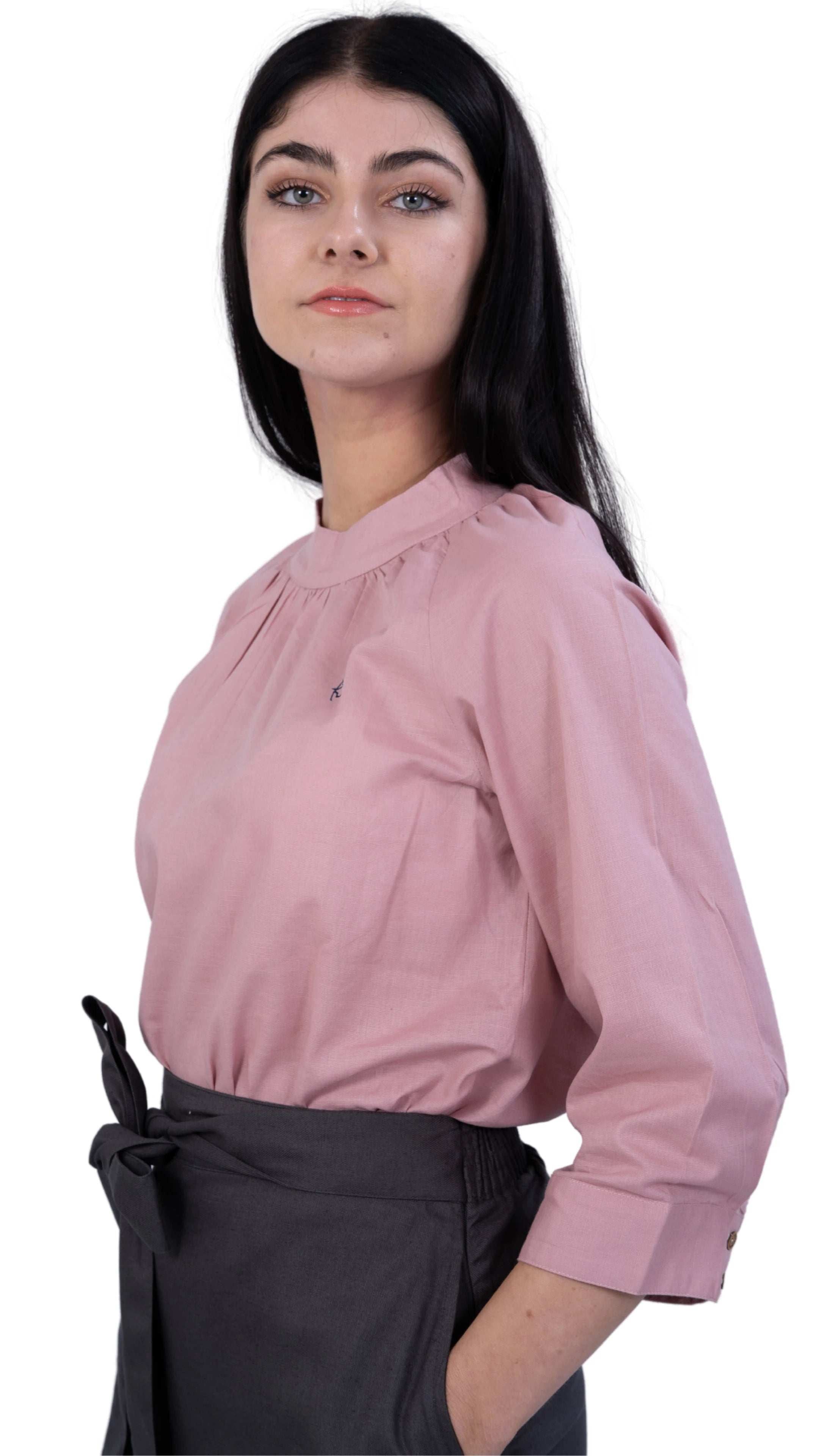 Flamingo Rose 3/4 Sleeve Linen Top | Sustainable Women's Top | KAREE - TopsKaree