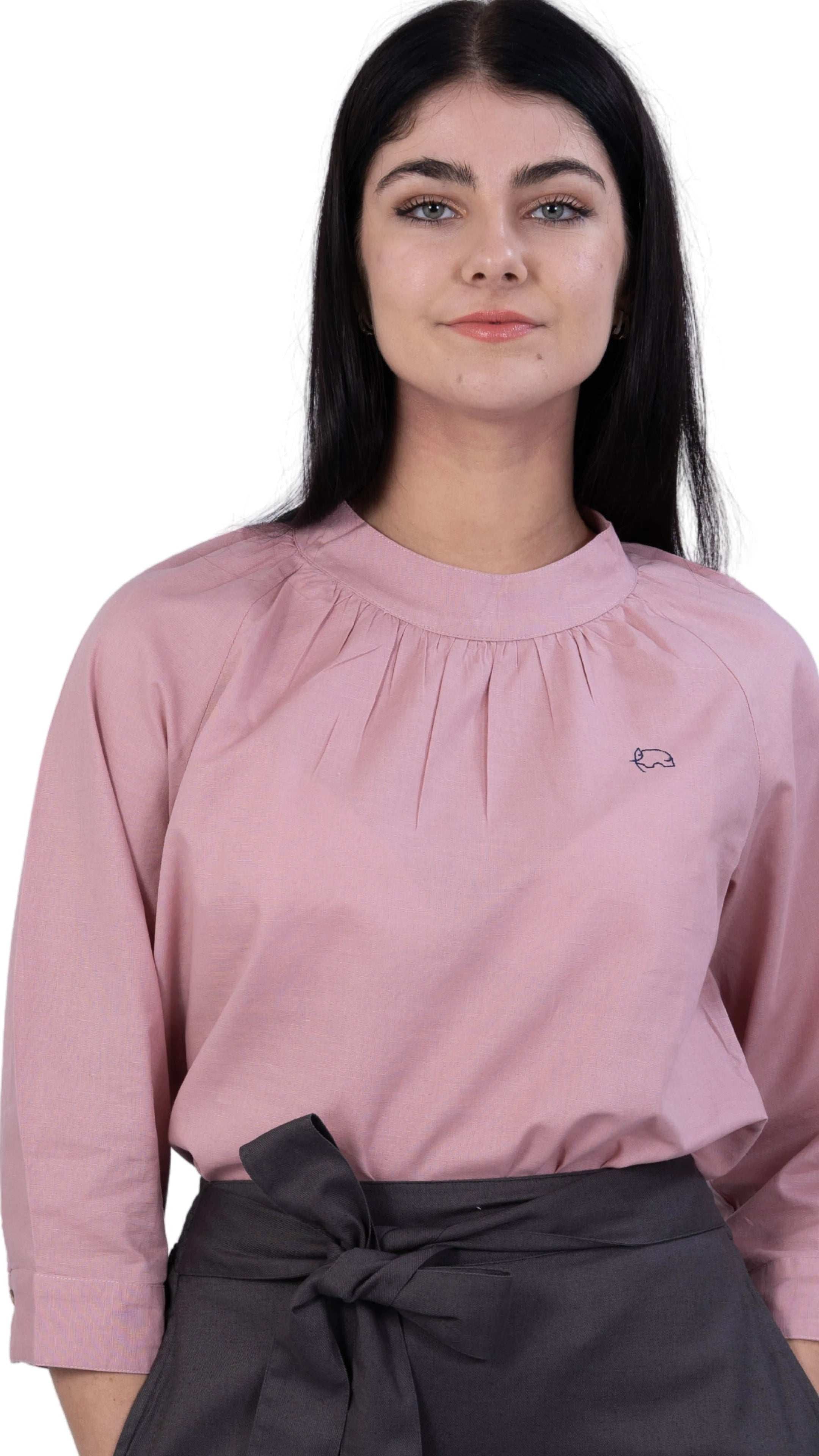 Flamingo Rose 3/4 Sleeve Linen Top | Sustainable Women's Top | KAREE - TopsKaree