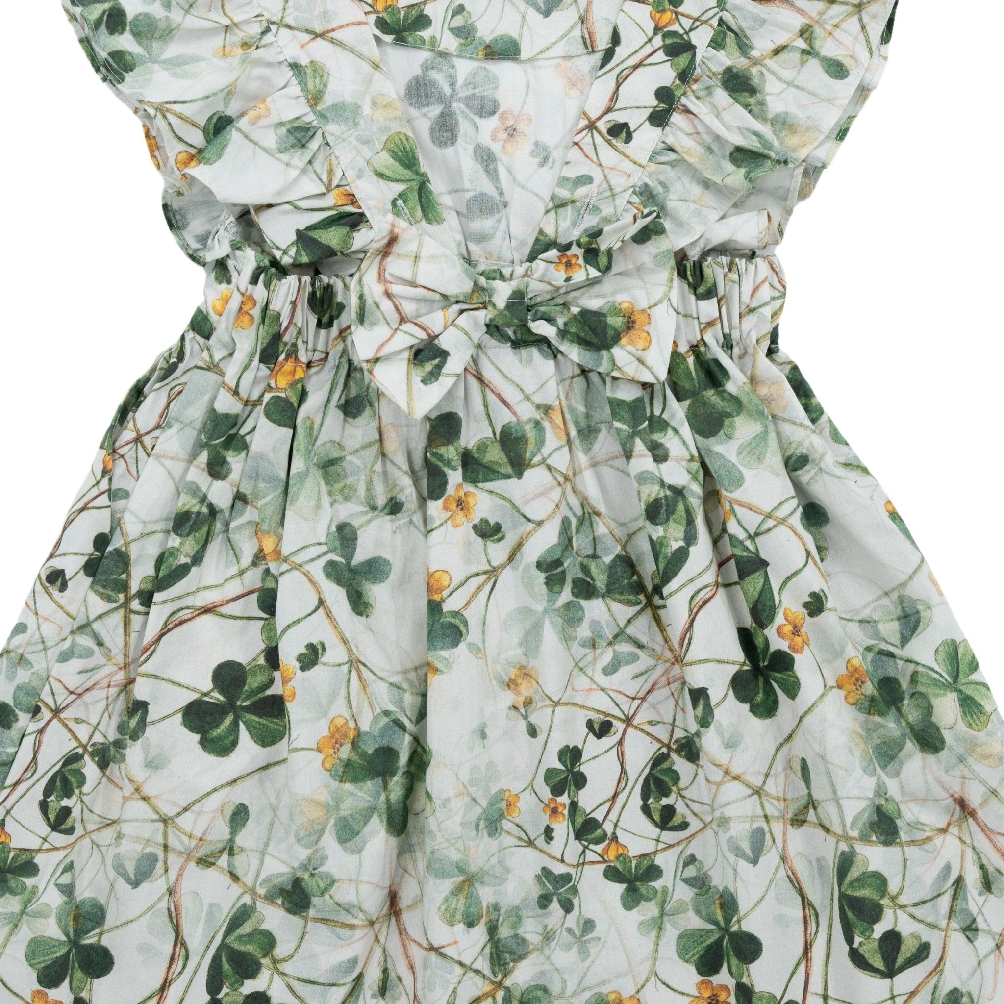 Green Floral Cotton Dress for Girls - DressKaree