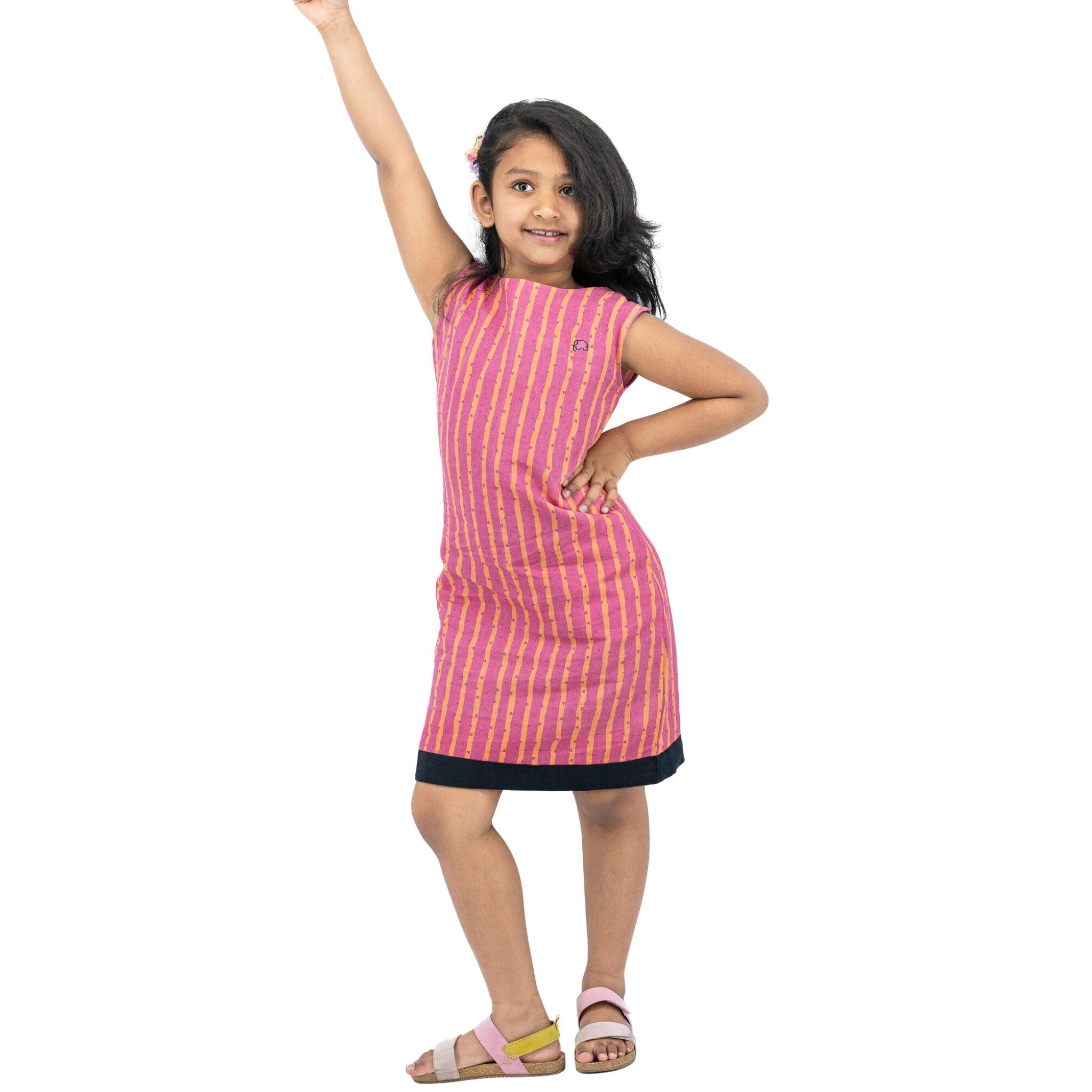 Linen Cotton Kids’ Frock in Lilac Rose - DressKaree
