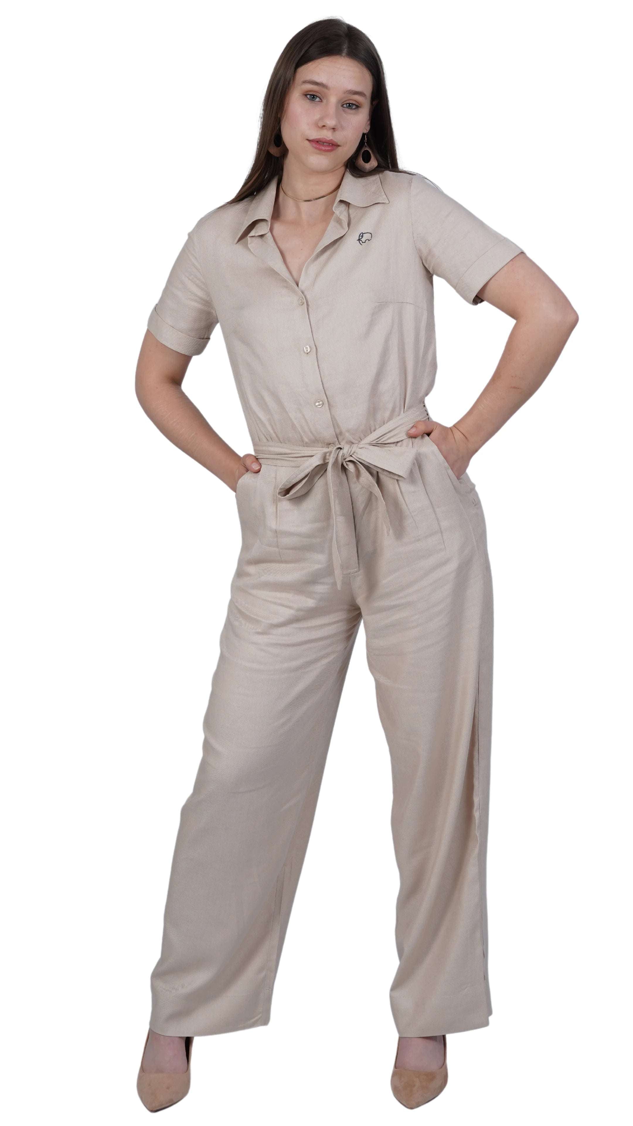 Merino Elegance Viscose Linen Jumpsuit – Timeless Style Linen Jumpsuit for women - JumpsuitsKaree