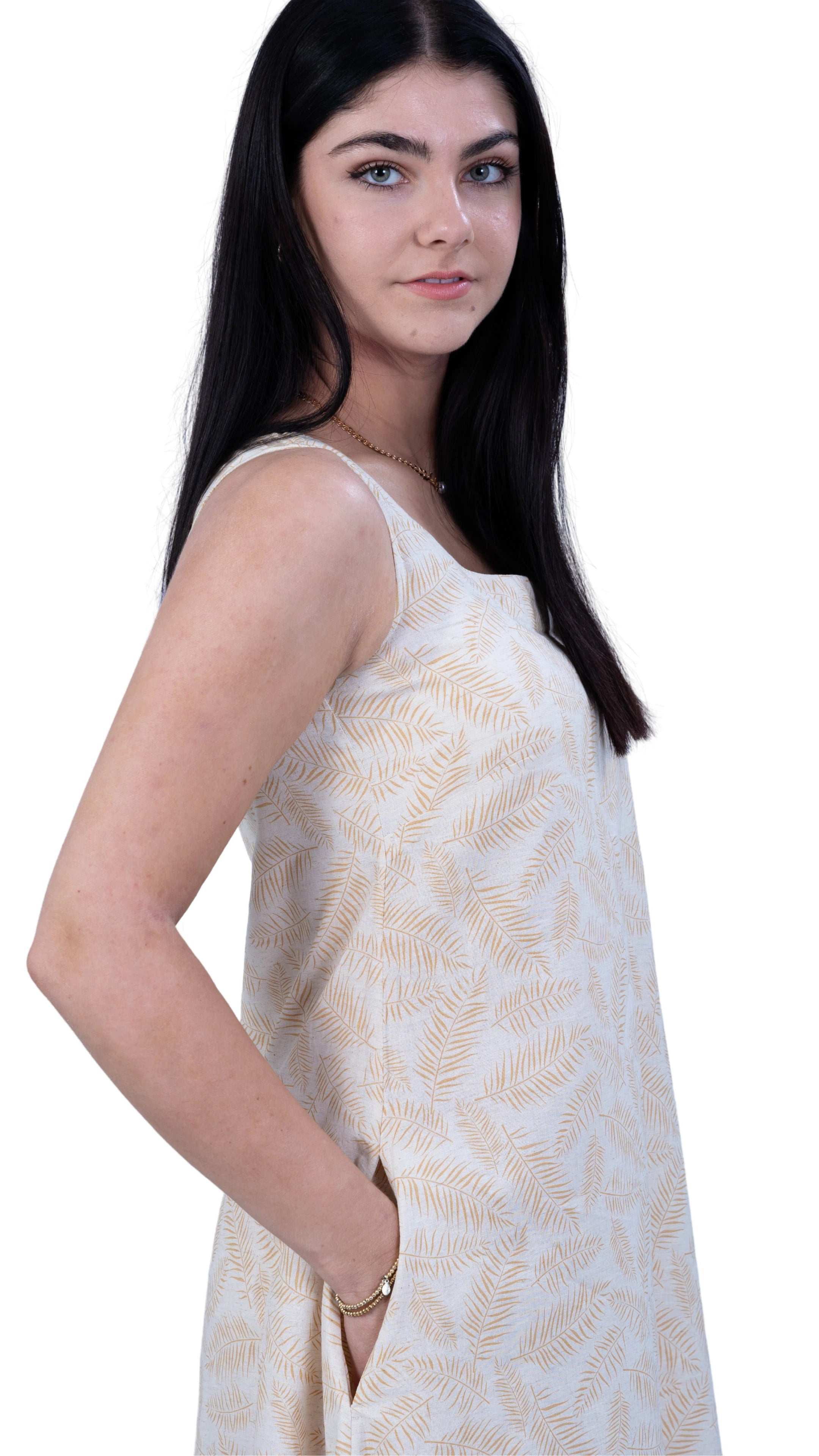 Mystic Serenity Linen Dress for Women - DressKaree