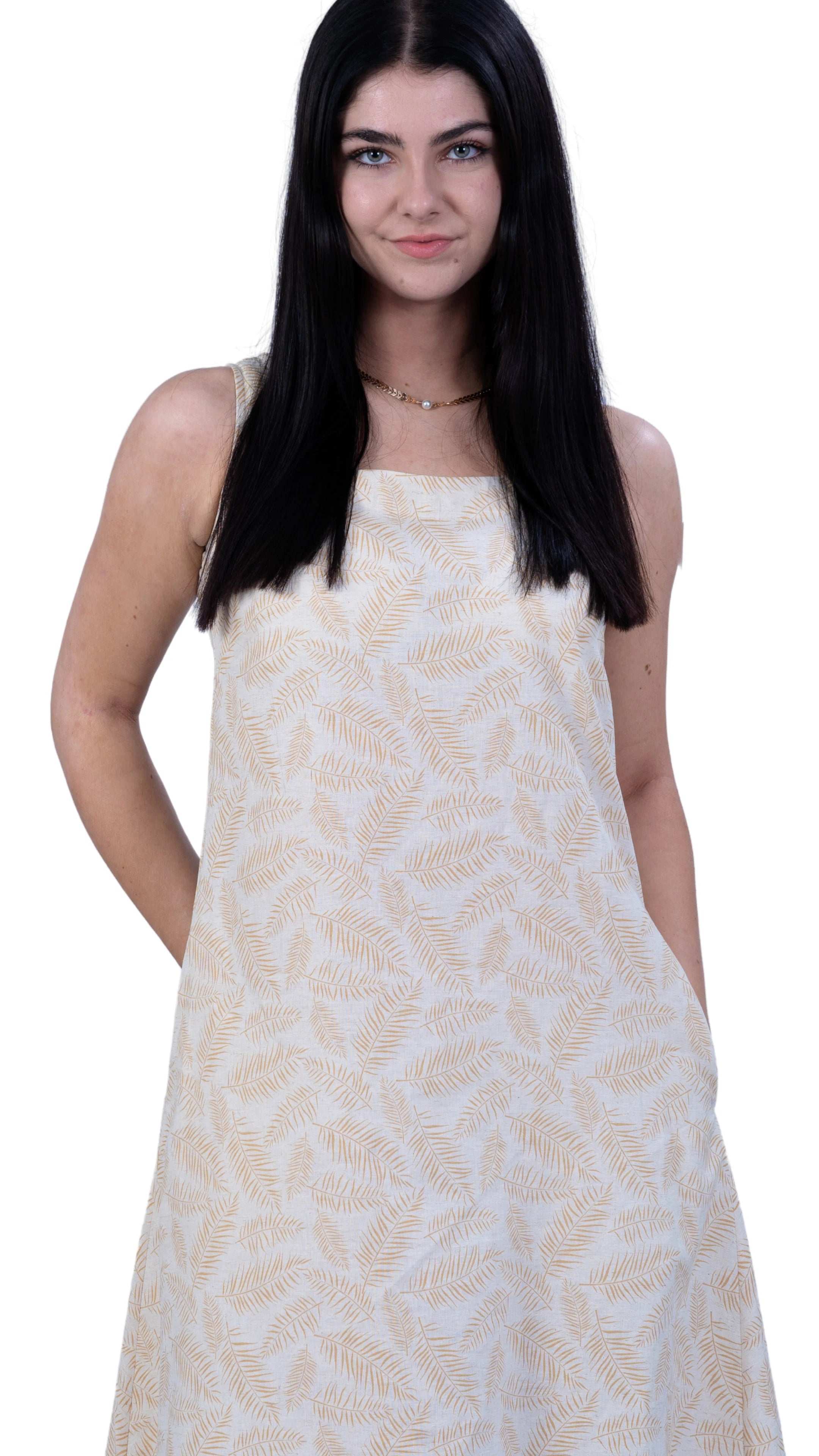 Mystic Serenity Linen Dress for Women - DressKaree