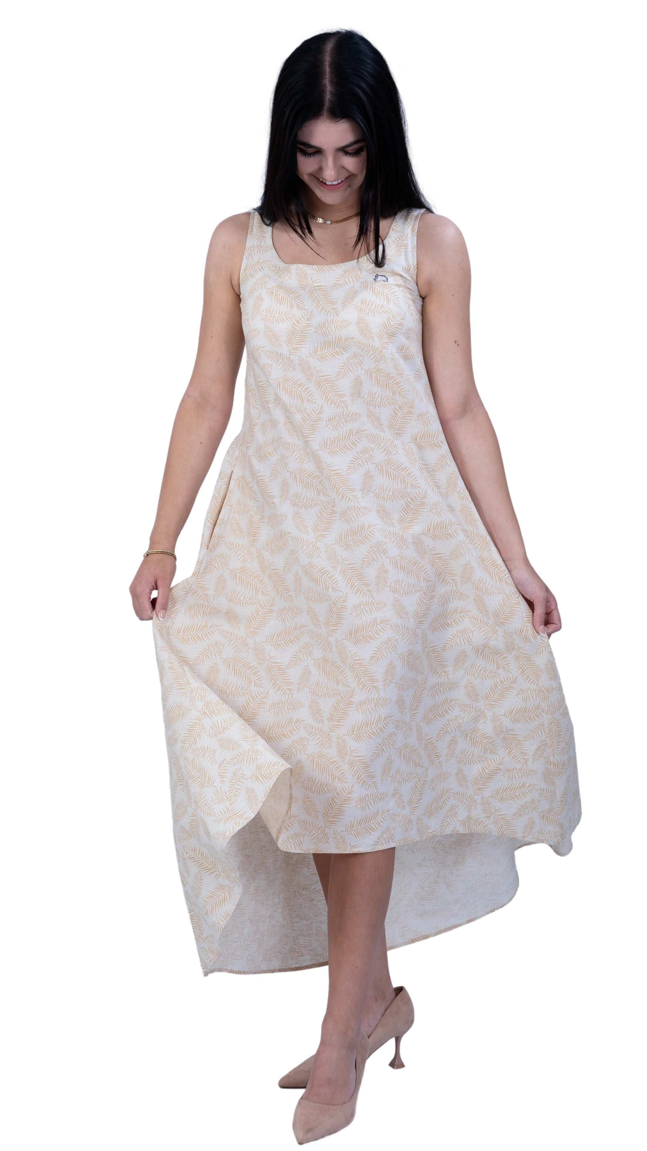 Mystic Serenity Linen Dress for Women - DressKaree