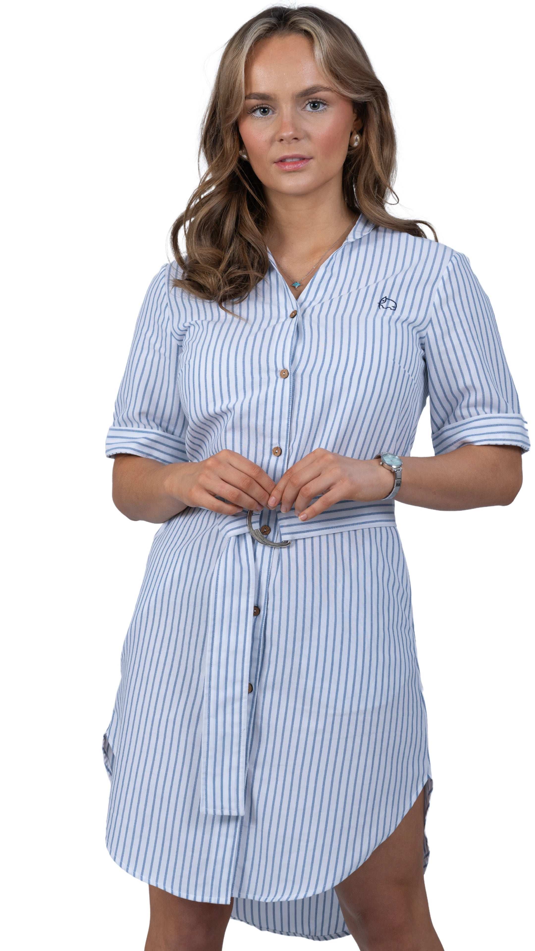 Nautical Breeze Striped Shirt Dress - DressKaree