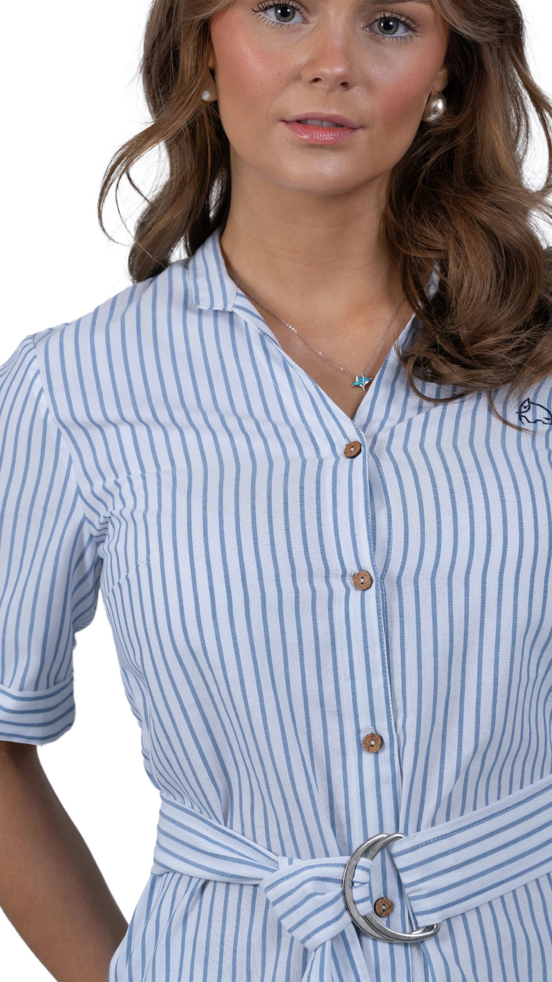 Nautical Breeze Striped Shirt Dress - DressKaree
