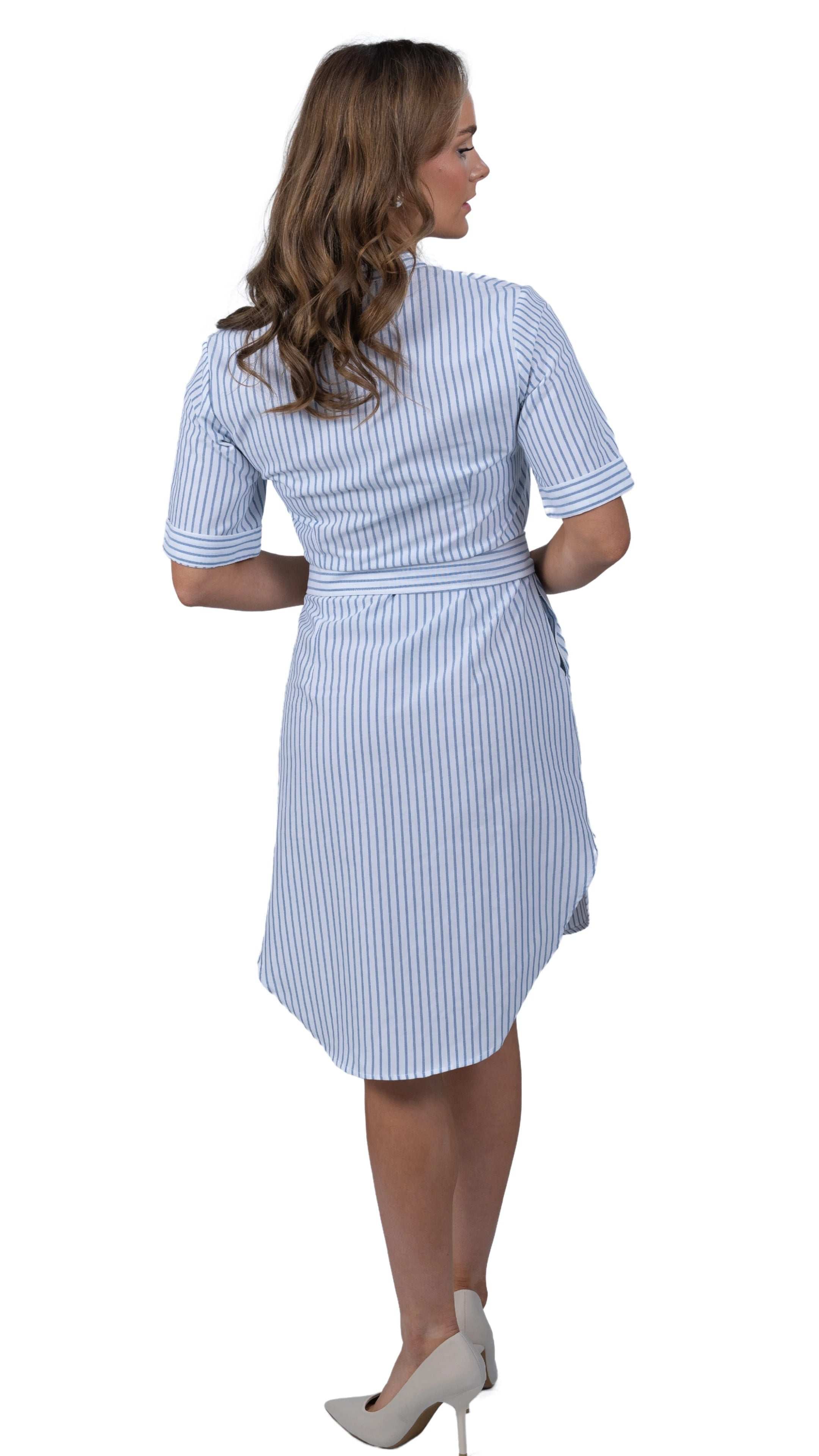 Nautical Breeze Striped Shirt Dress - DressKaree