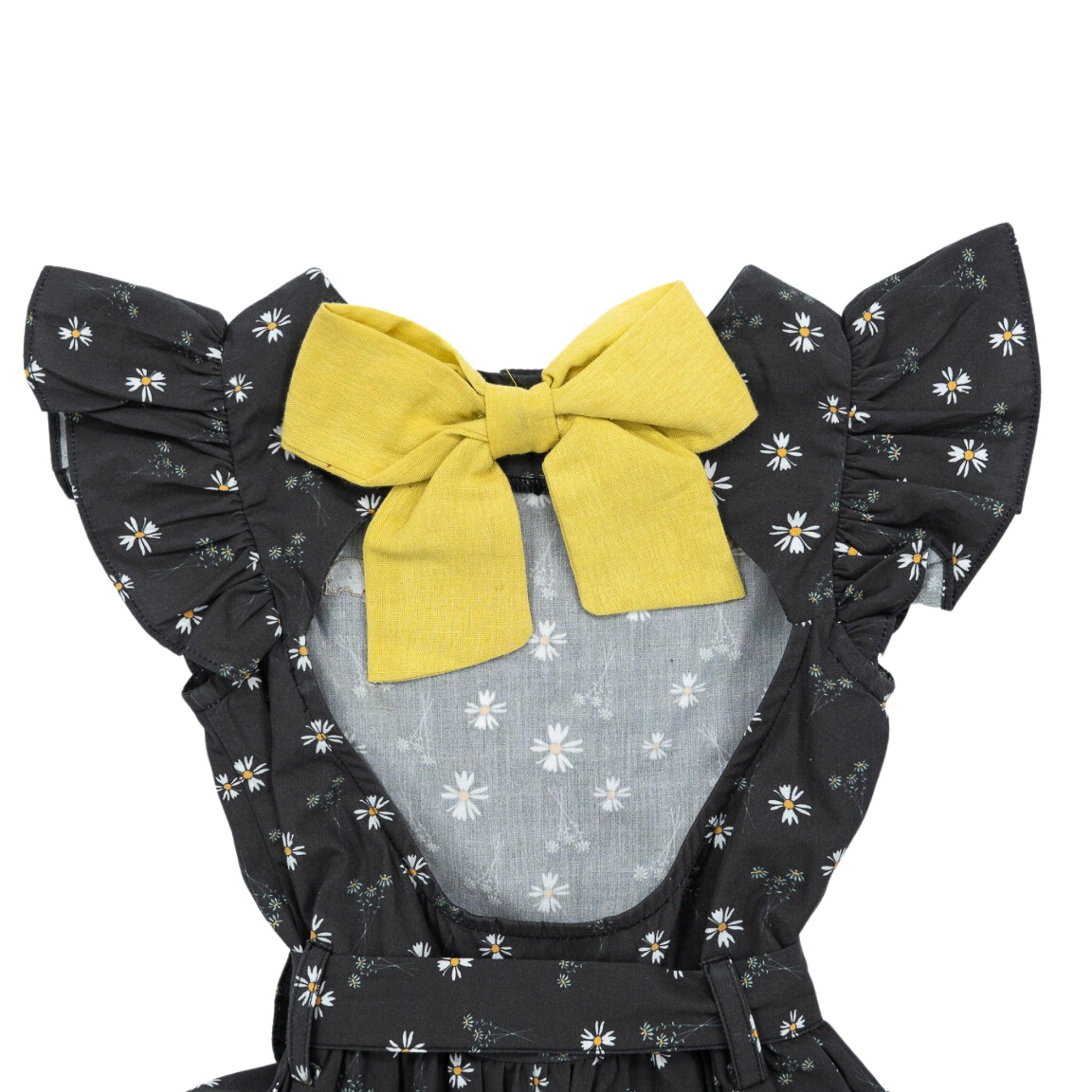 Petite Blossom Black Cotton Dress - DressKaree