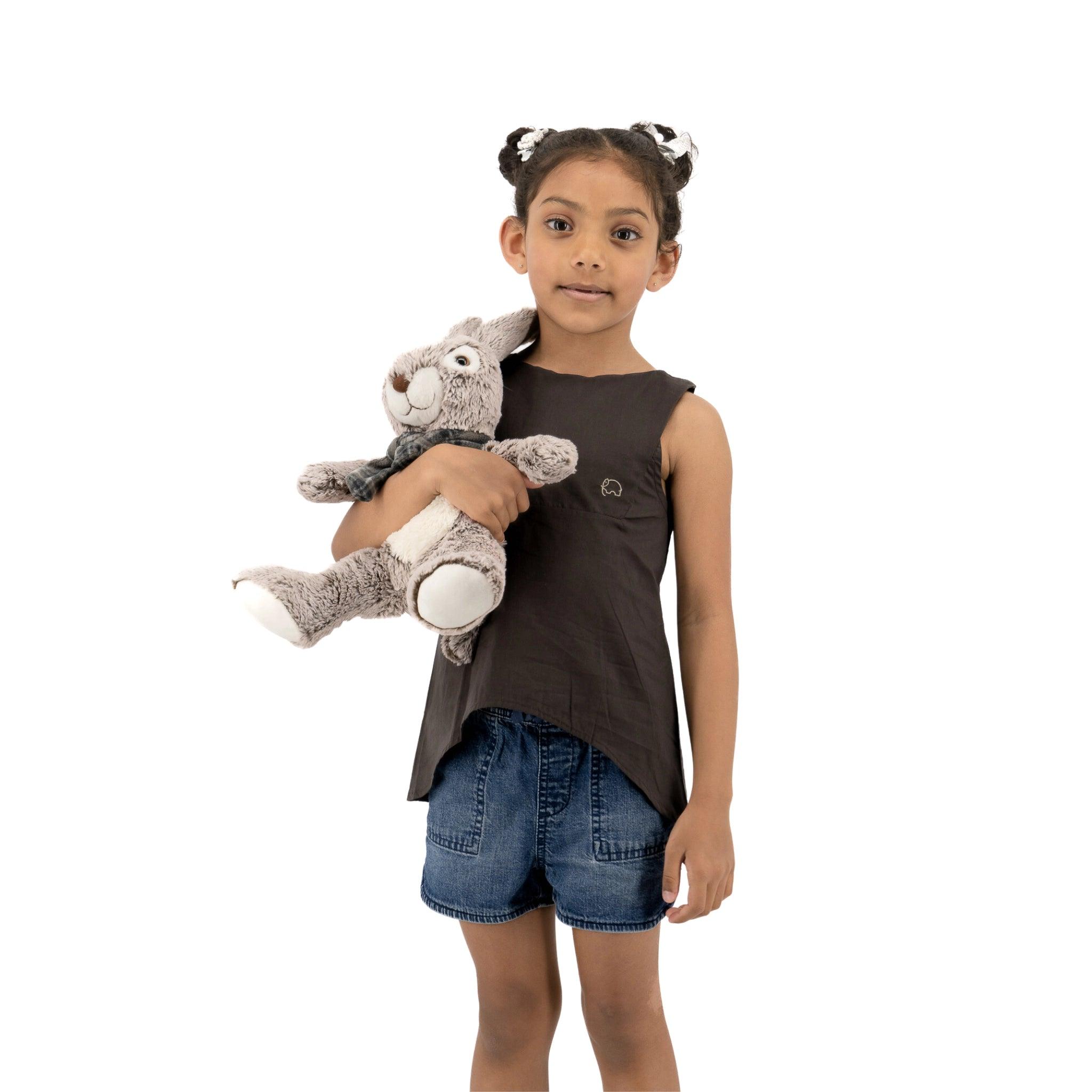 Plum Kitten Cotton Bib Neck Top for Kids - TopsKaree