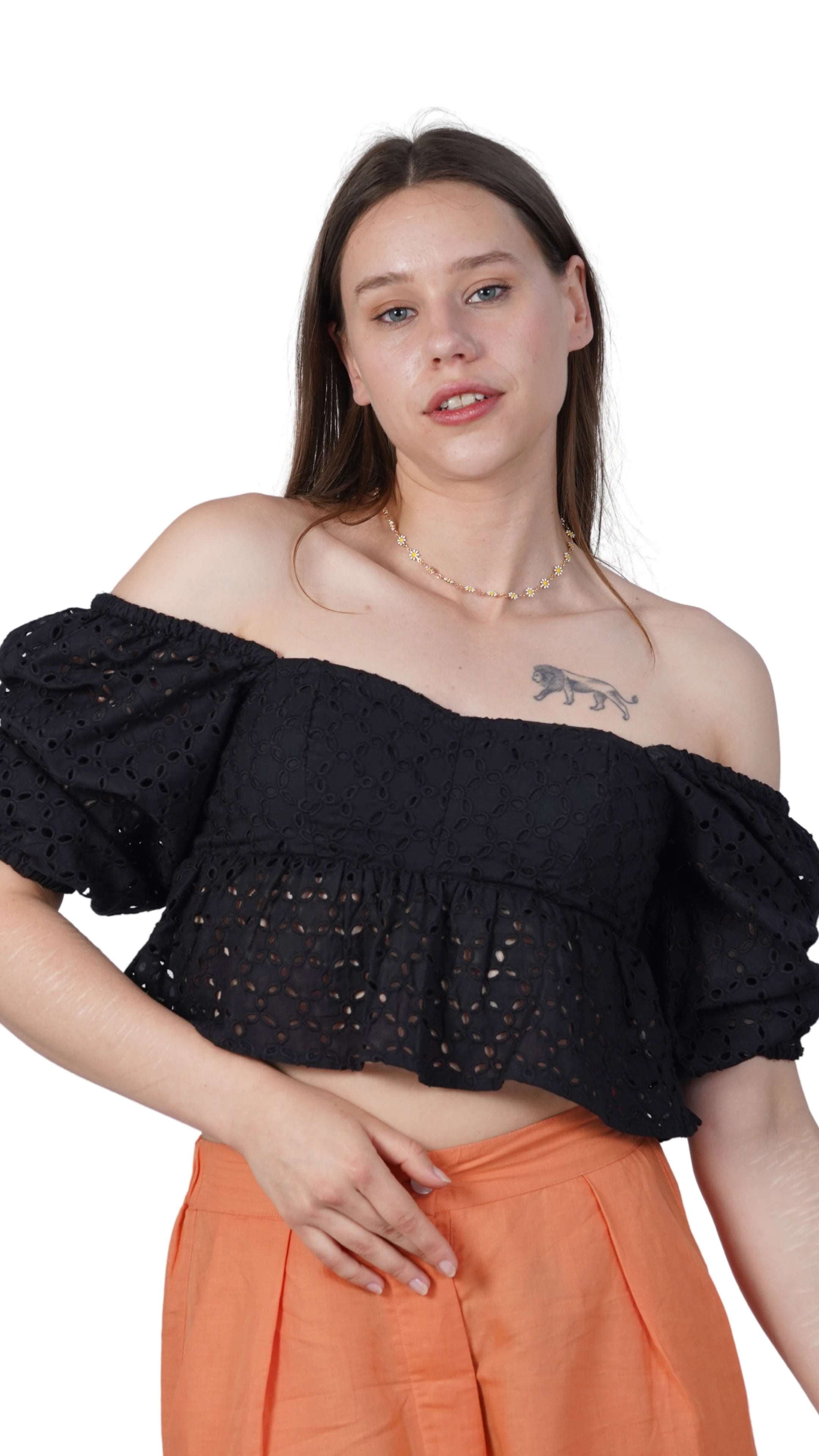 Timeless Allure in Black: Black Lace Enchantment Blouse - TopsKaree