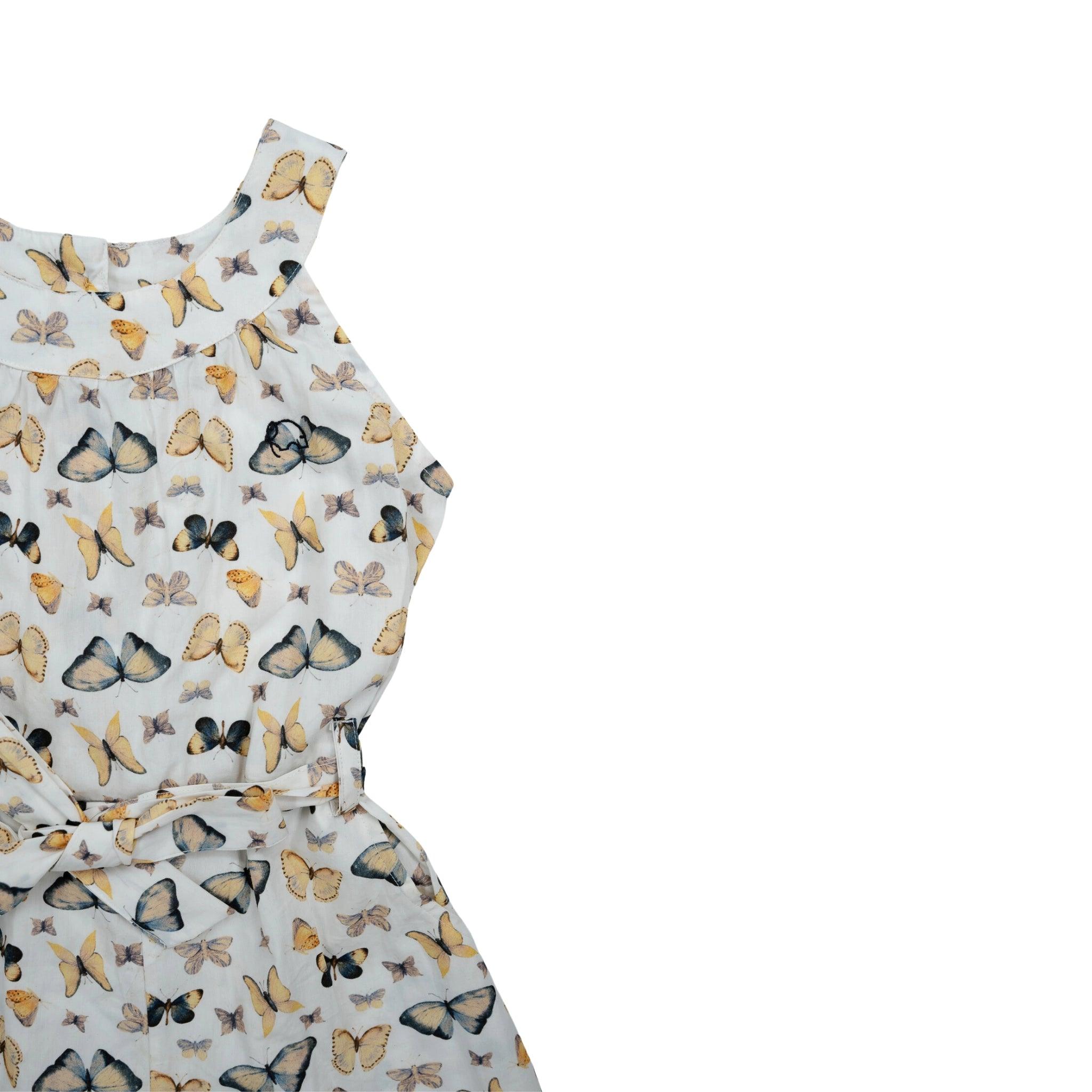 White Cotton Play Suit for Girls - JumpsuitsKaree