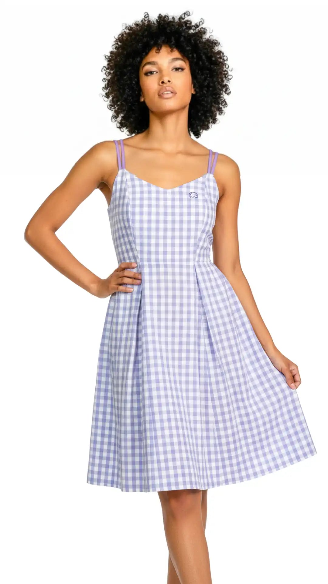 Lavender Gingham Fit & Flare Sundress with Pockets