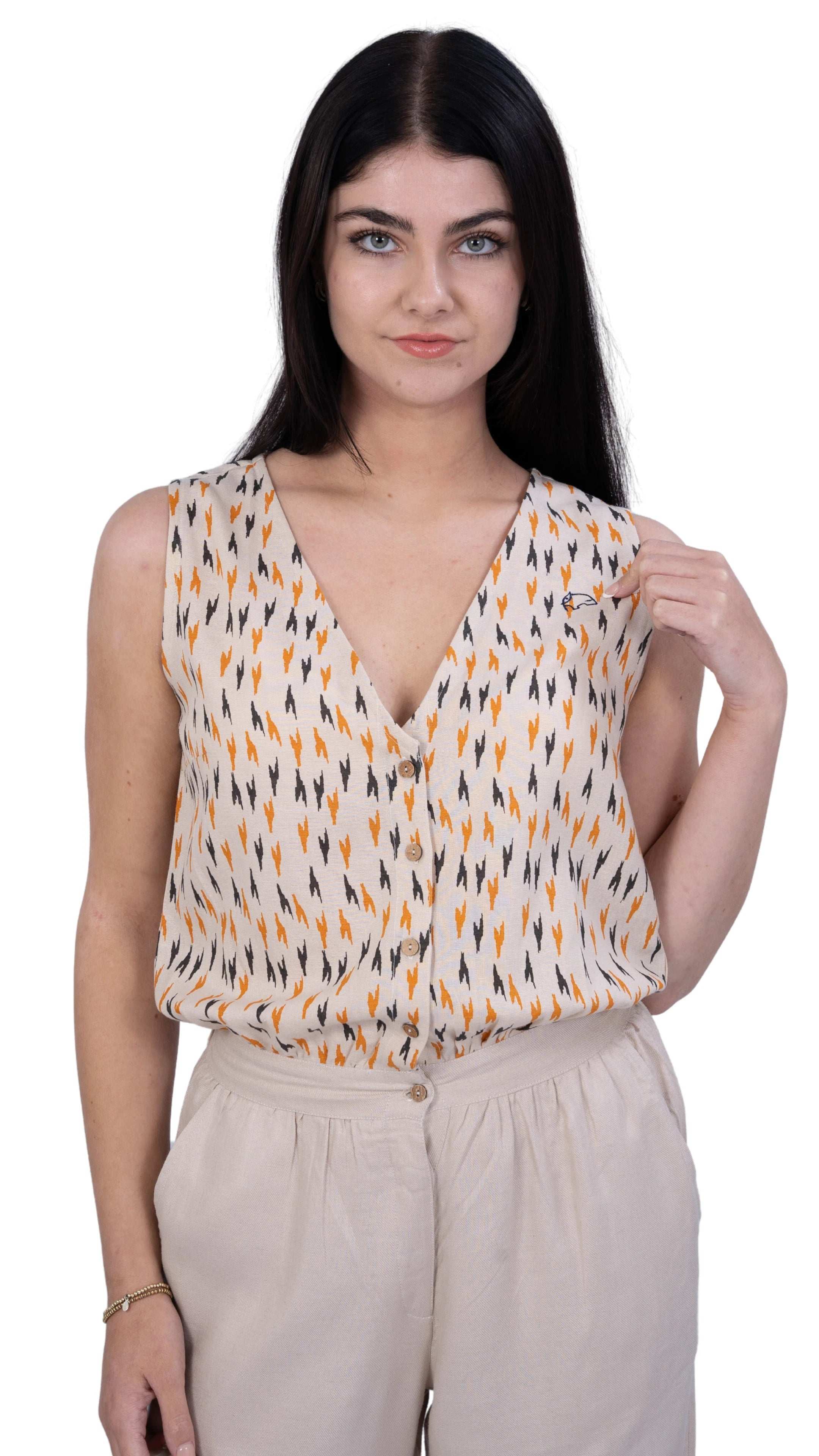 relaxed fit linen cotton jumpsuit UK front view