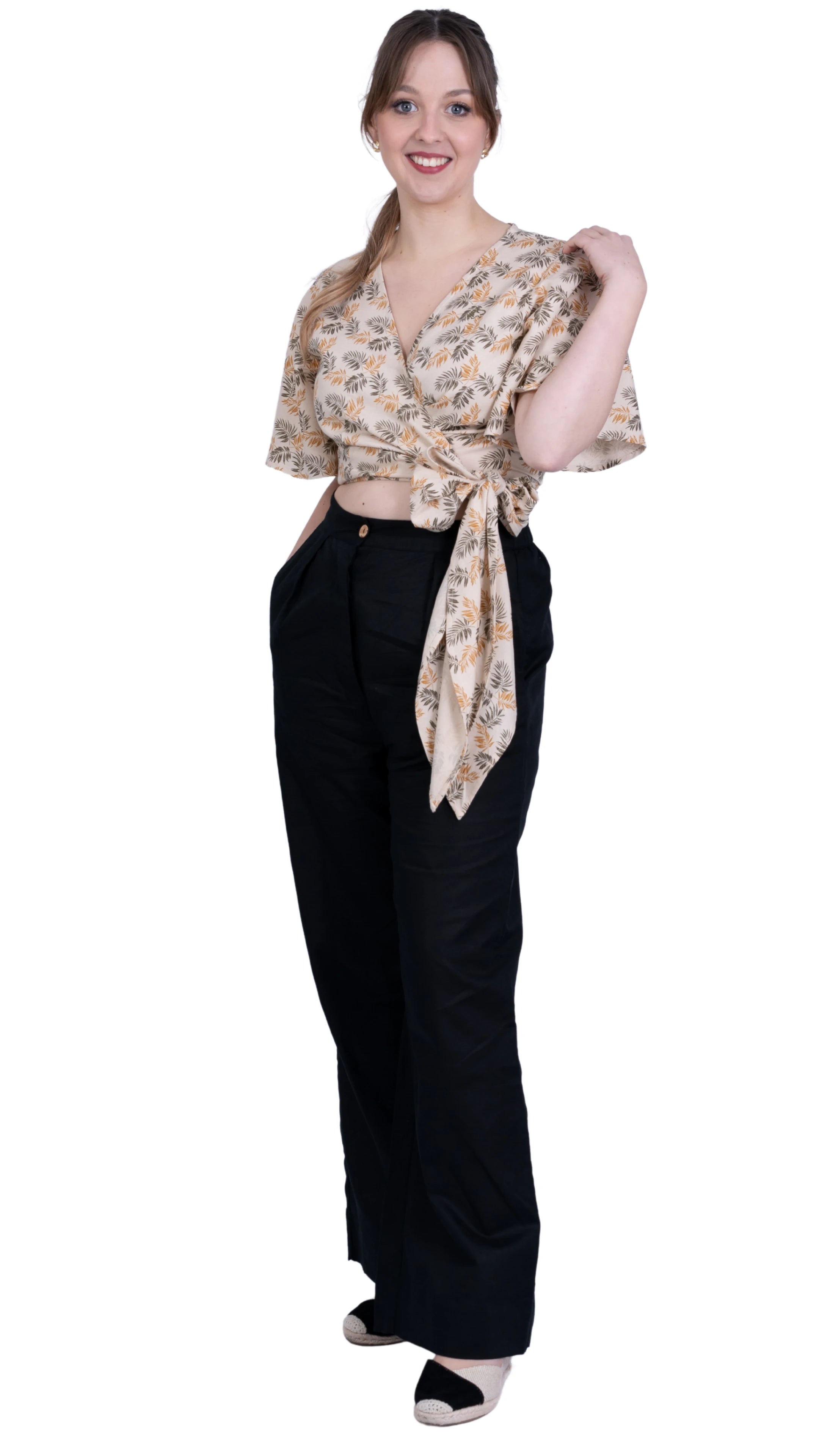 Biscuit Bliss Eco - Friendly Wrap Top | Sustainable Women's Tops - TopsKaree