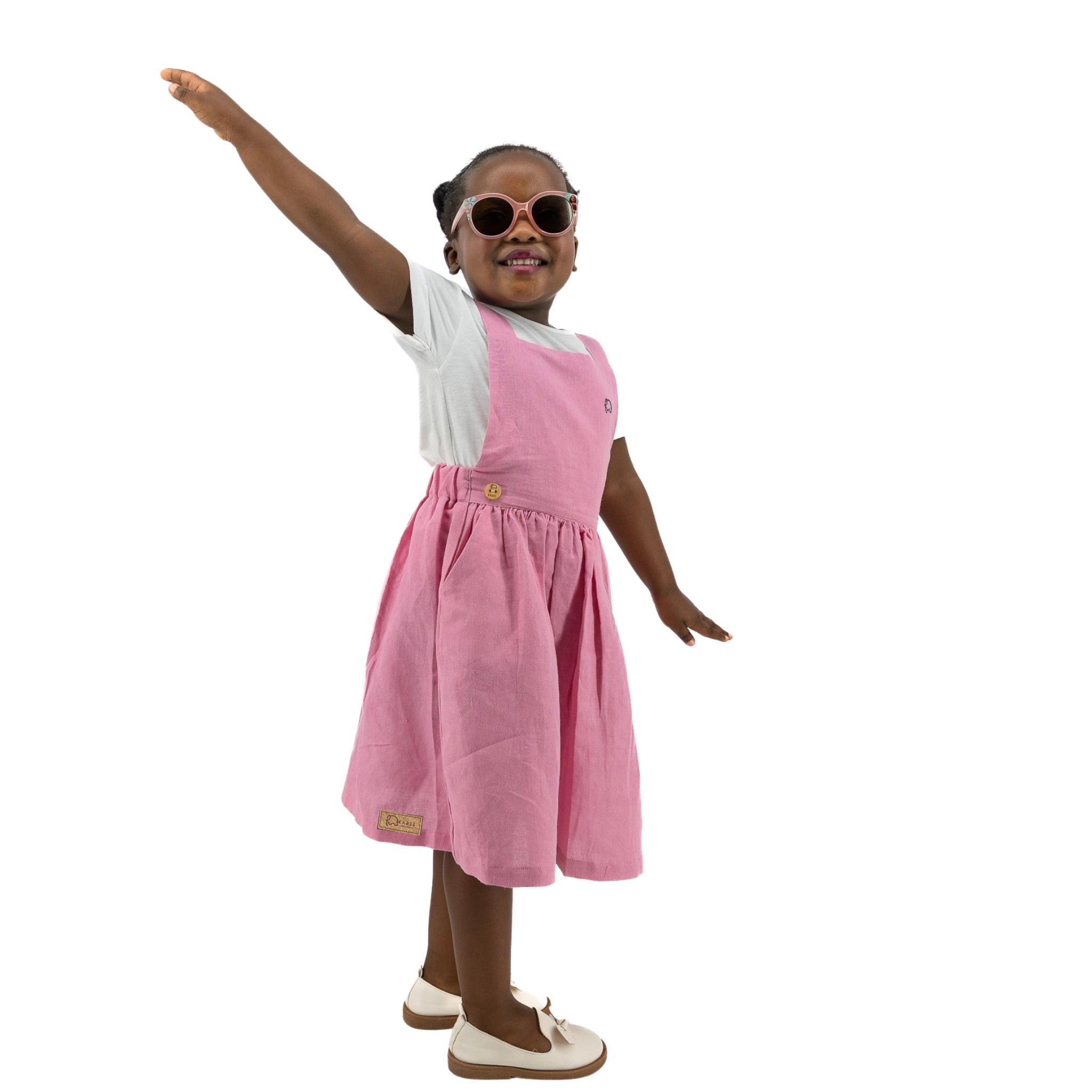 Cashmere Rose Linen Pinafore for Girls - DressKaree