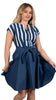 Oasis Cotton Midi Dress – White & Indigo Stripes | Sustainable UK Fashion