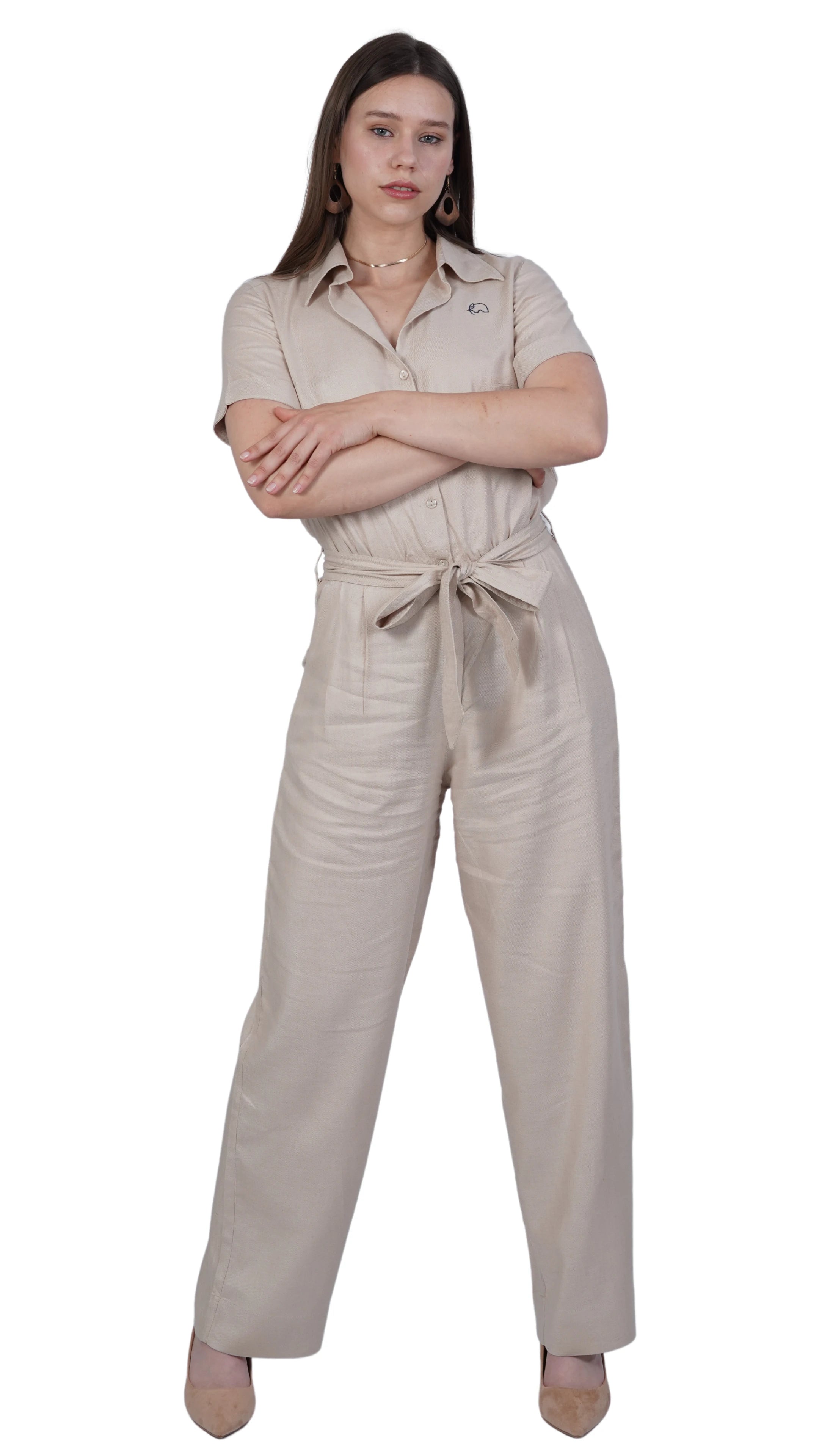 Merino Elegance Viscose Linen Jumpsuit – Timeless Style Linen Jumpsuit for women - JumpsuitsKaree