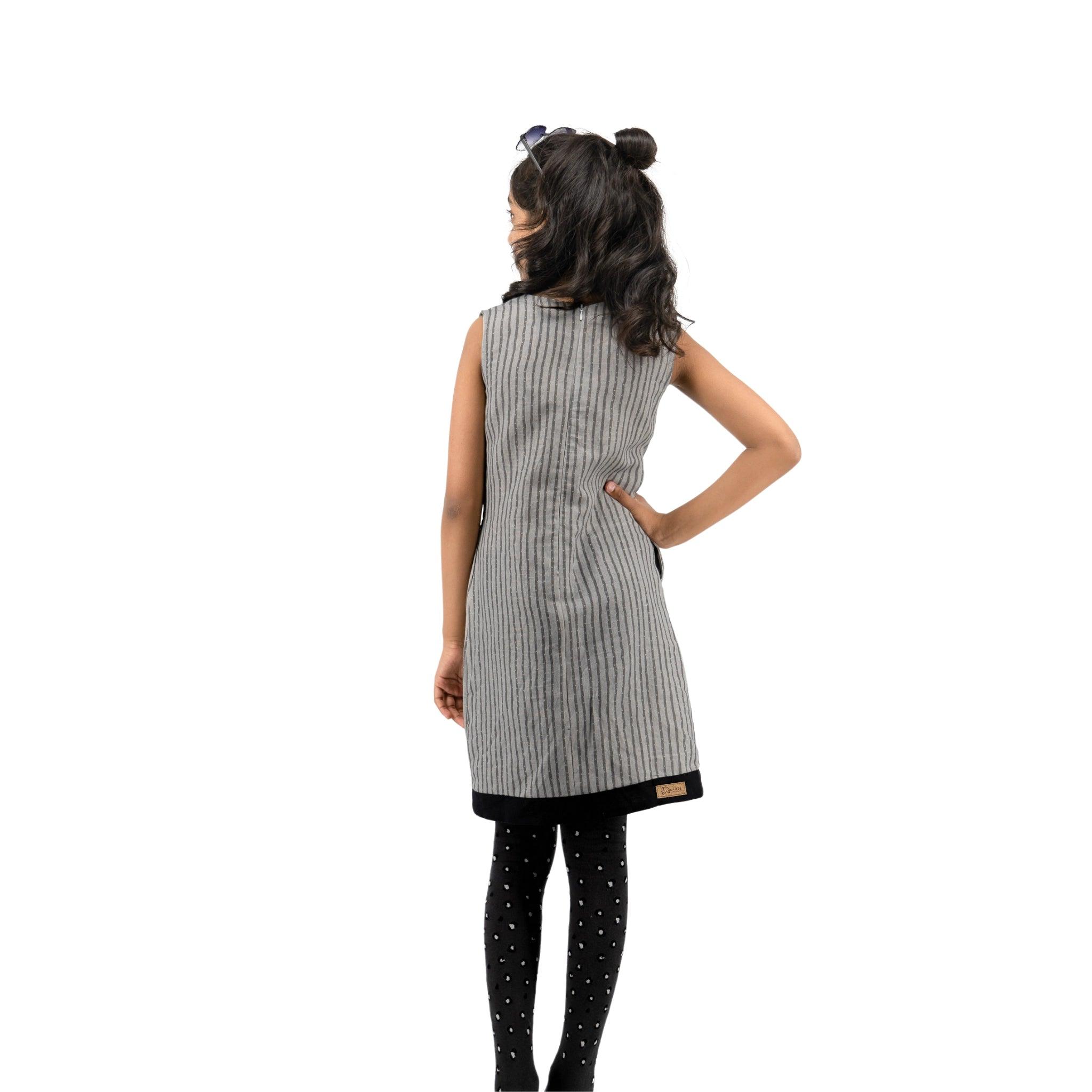 Modern Mini: Eco - Friendly Steel Grey Frock - DressKaree