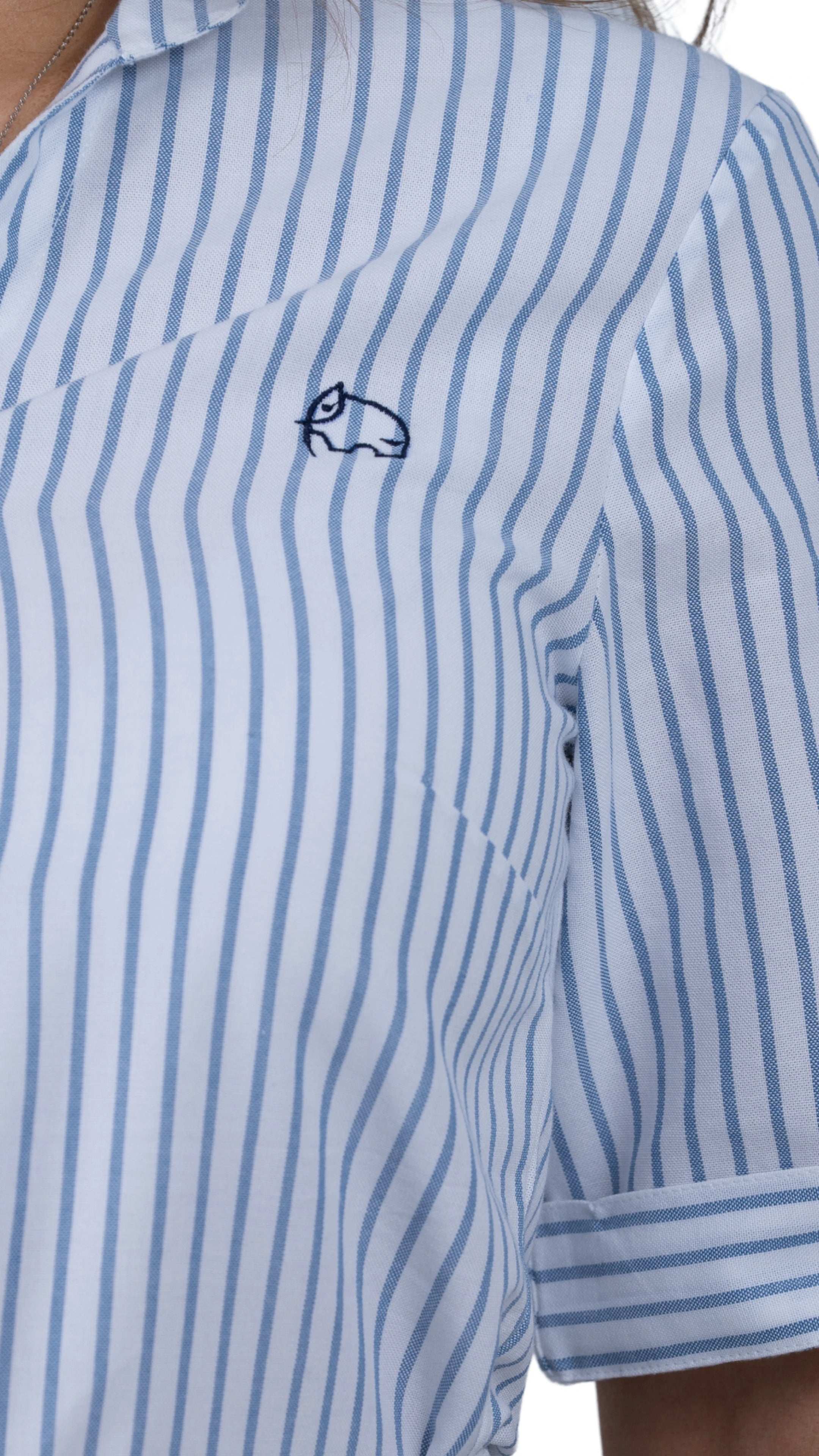 Nautical Breeze Striped Shirt Dress - DressKaree