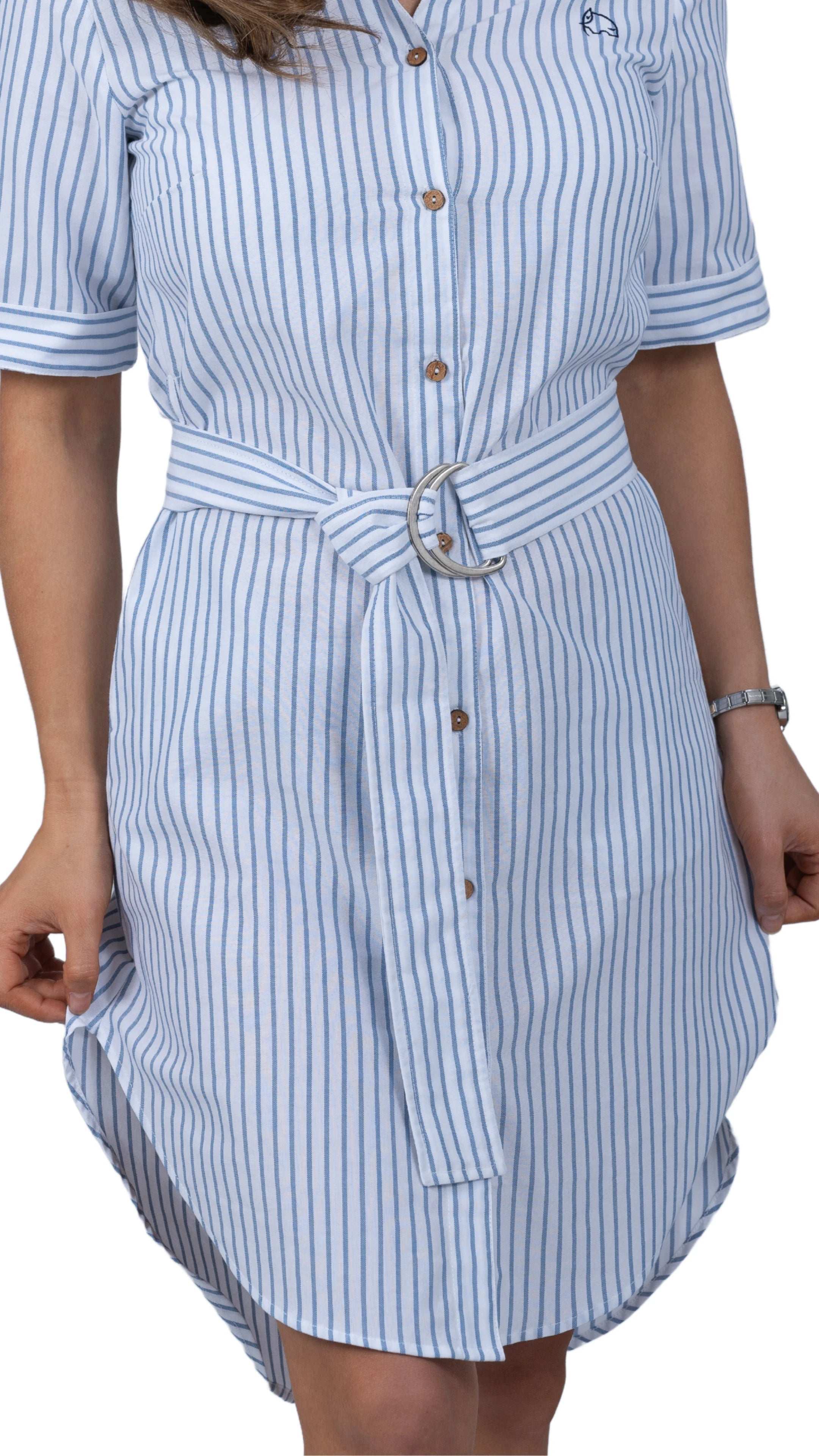 Nautical Breeze Striped Shirt Dress - DressKaree