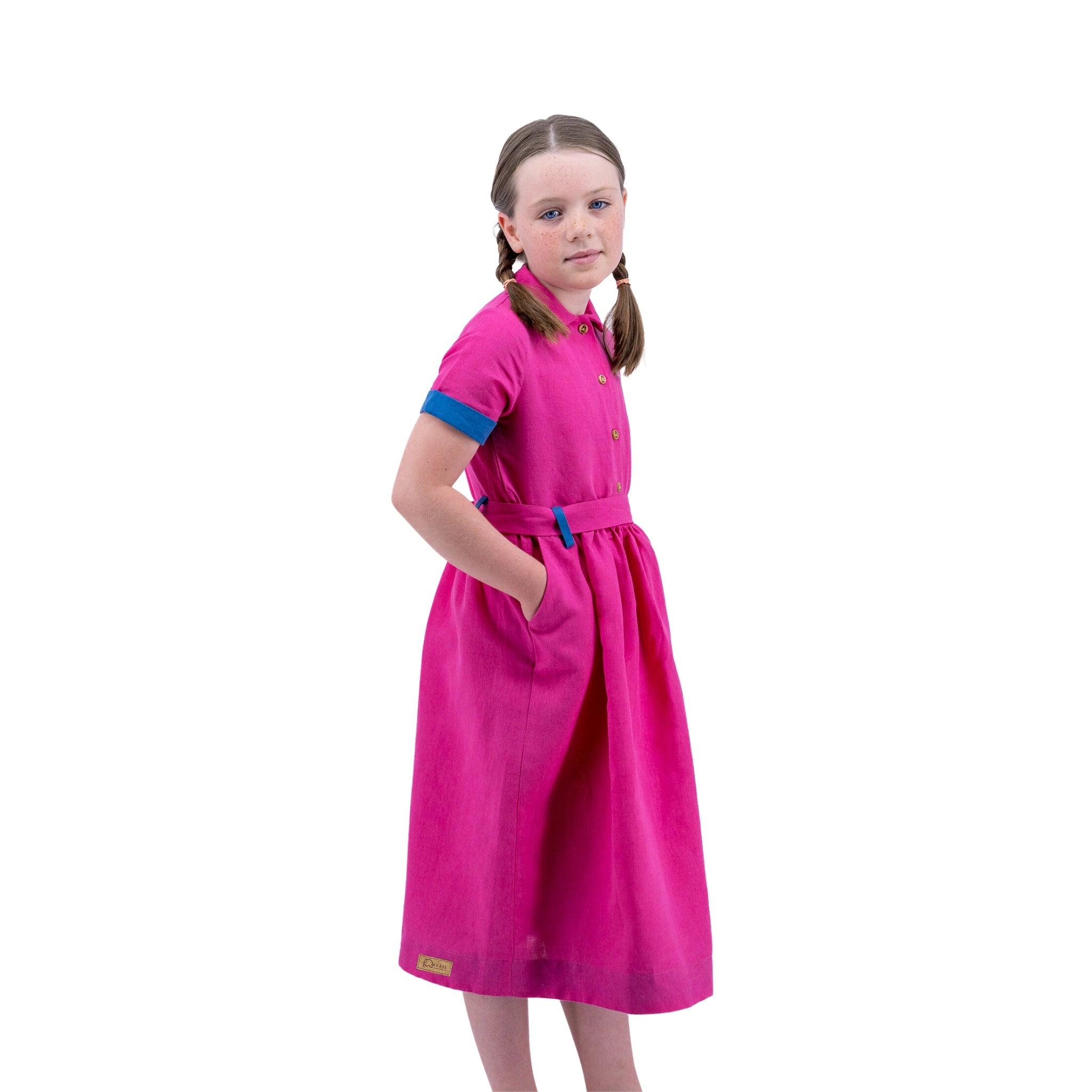 Sustainable Summer Fun: Eco - Friendly Fuchsia Linen Dress - DressKaree
