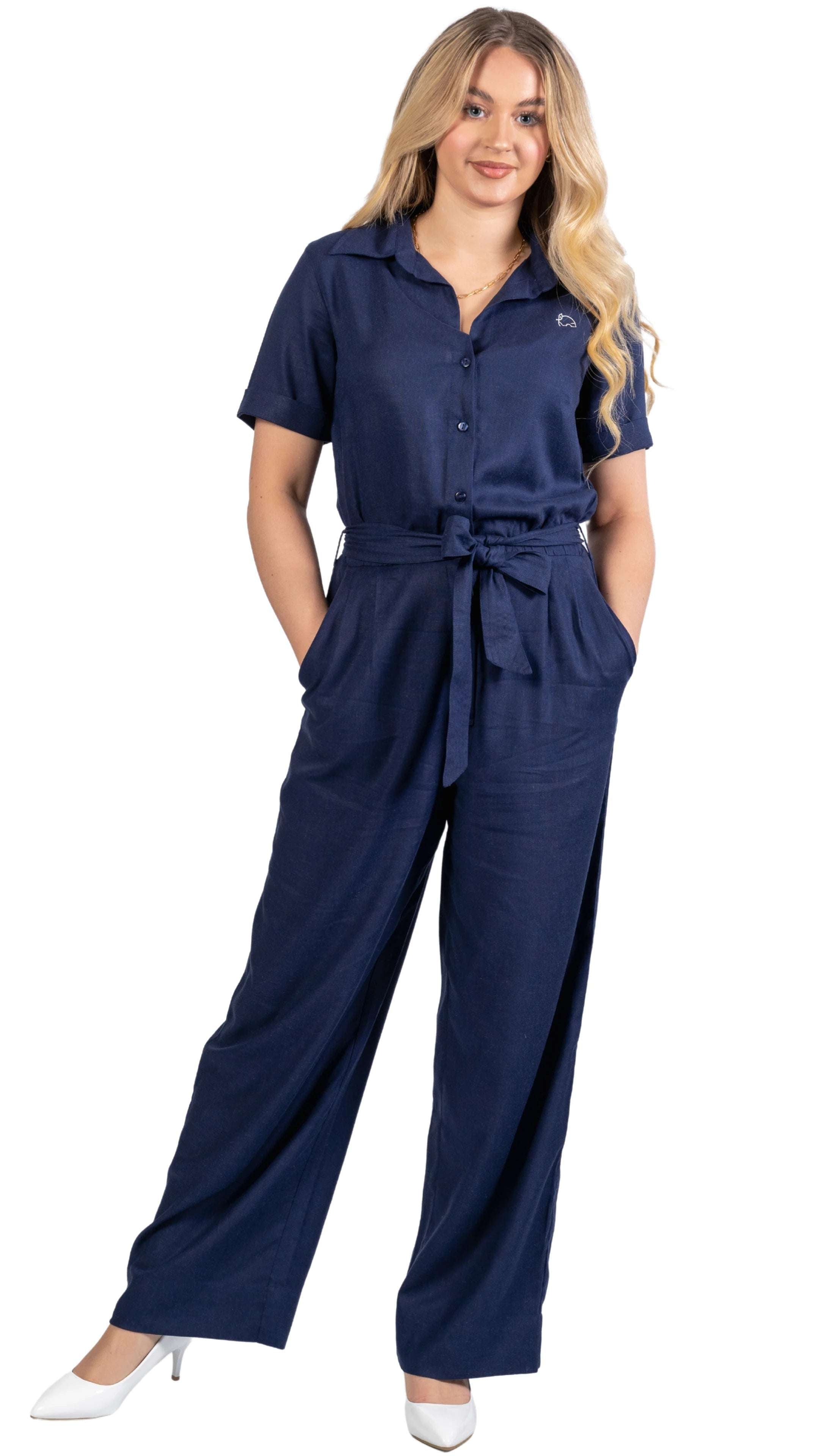Timeless Tranquility: Eco - Friendly Midnight Jumpsuit for Women - JumpsuitsKaree
